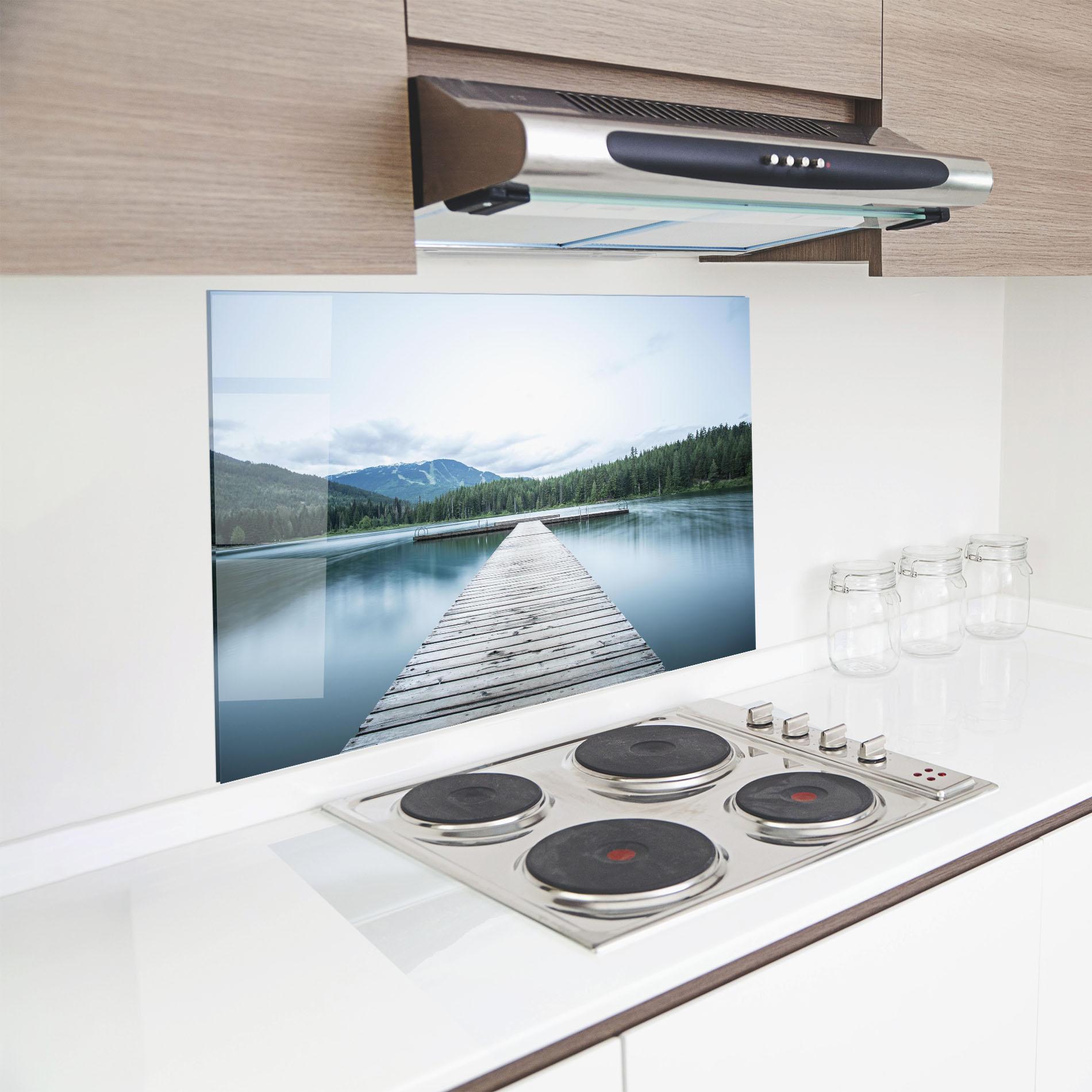 Panou Sticla Bucatarie Lake Bridge View mockup 8