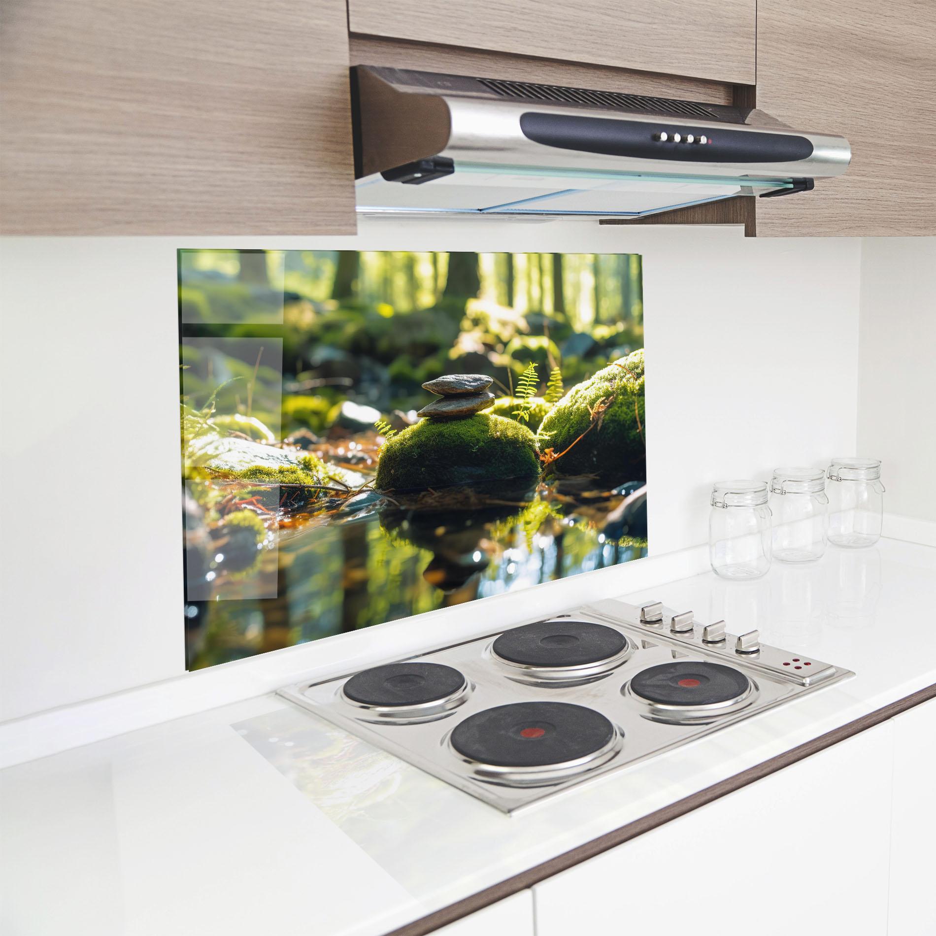 Panou Sticla Bucatarie Sunlight Green Forest mockup 8