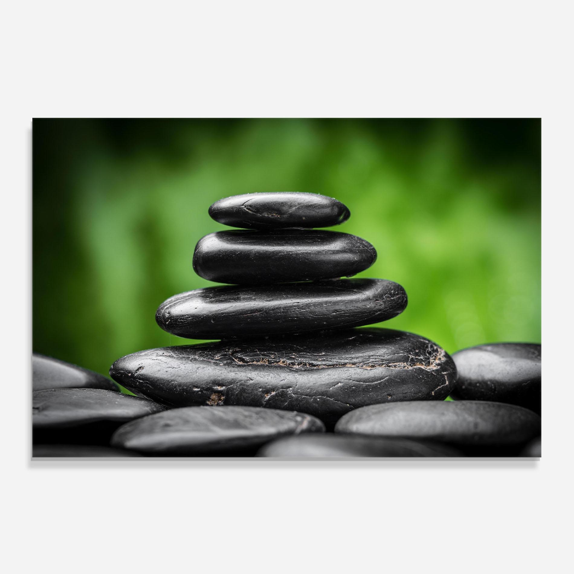 Panou Sticla Bucatarie Black Stone Meditation mockup 0