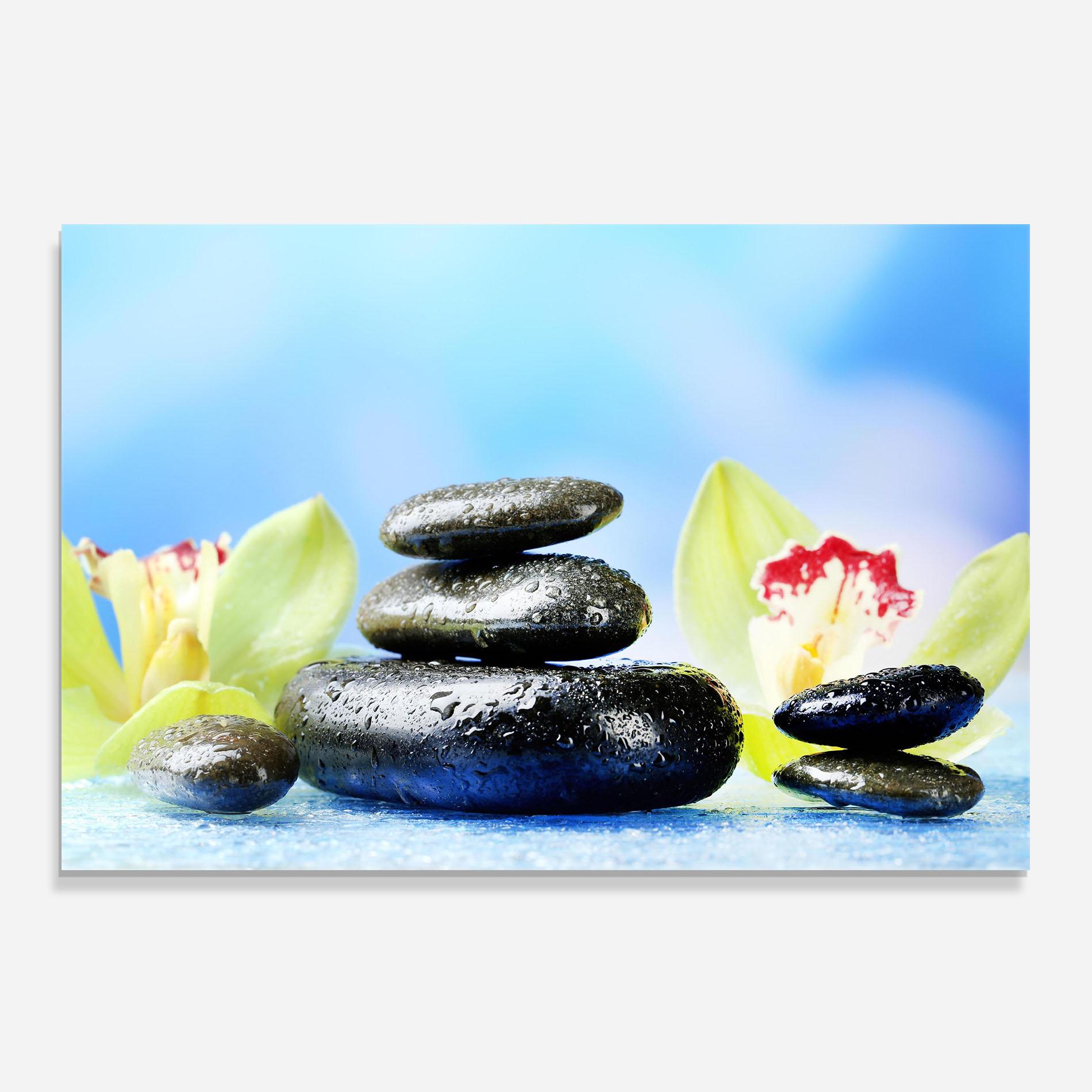 Panou Sticla Bucatarie Blooming Orchid Stone mockup 0