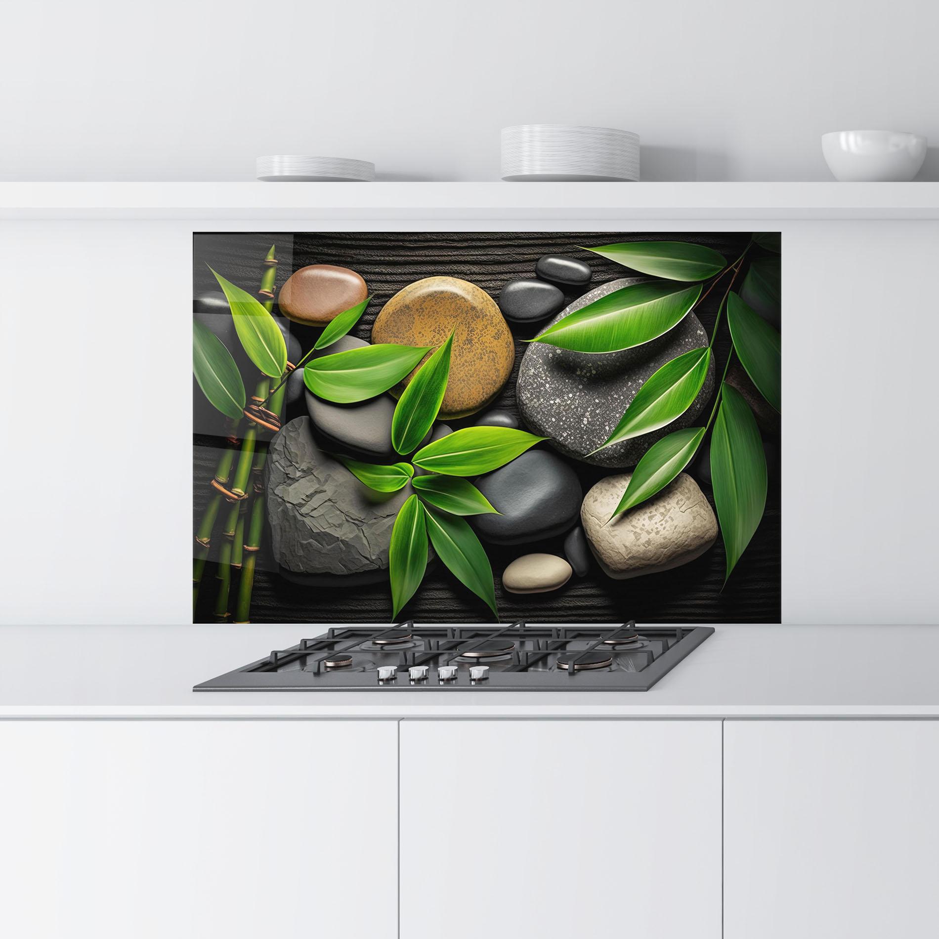 Panou Sticla Bucatarie Bamboo Stones View mockup 9