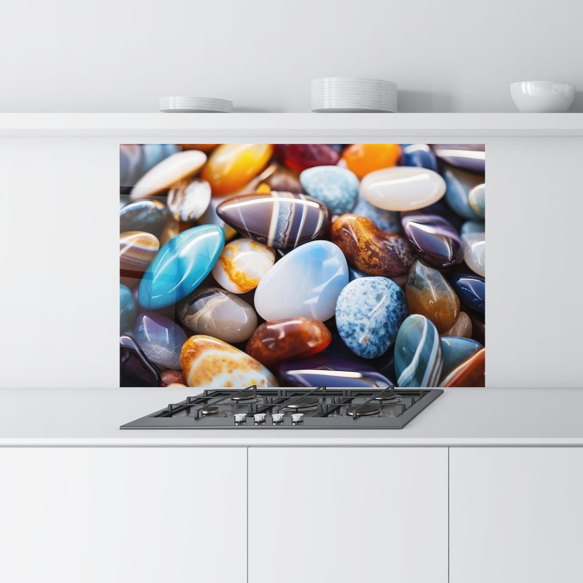 Panou Sticla Bucatarie Beach Gemstones mockup 9