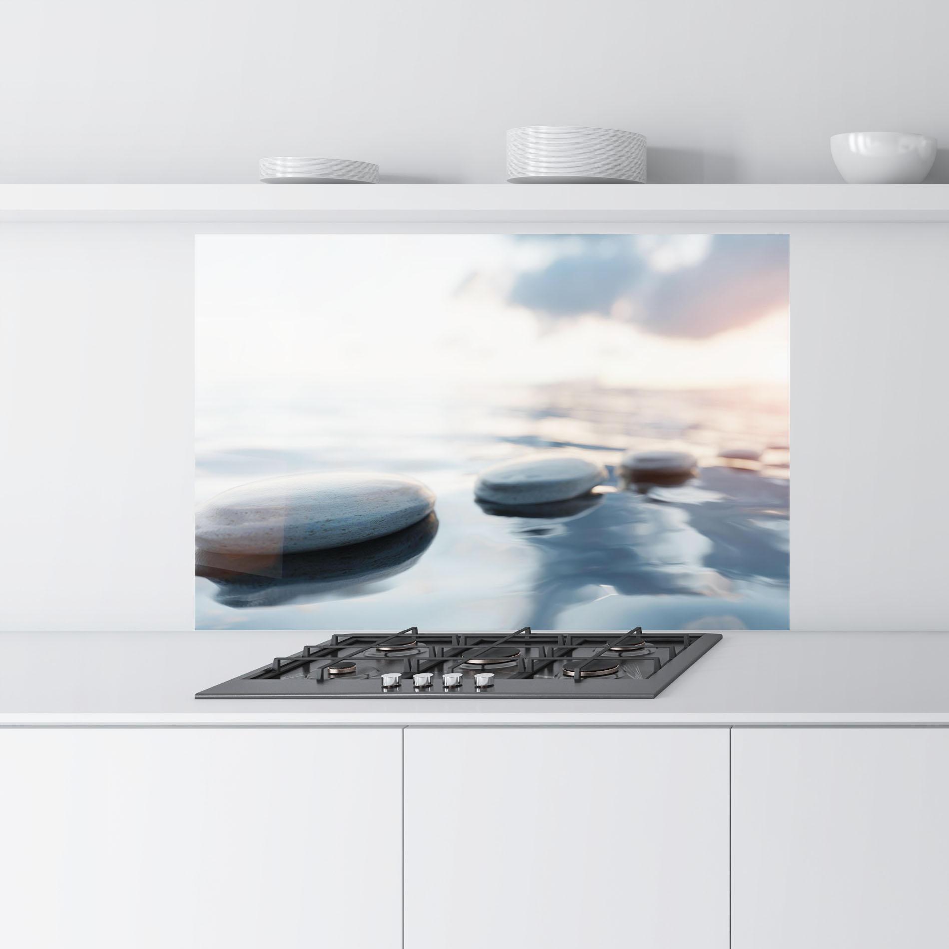 Panou Sticla Bucatarie Calm Water Stone mockup 9