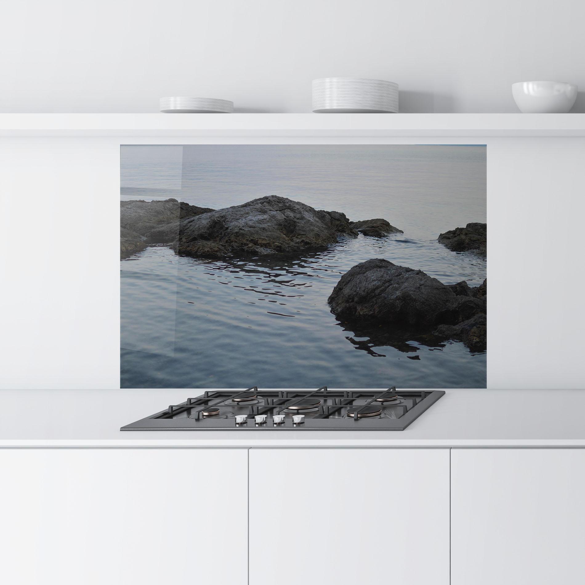 Panou Sticla Bucatarie Calm Water Stones mockup 9