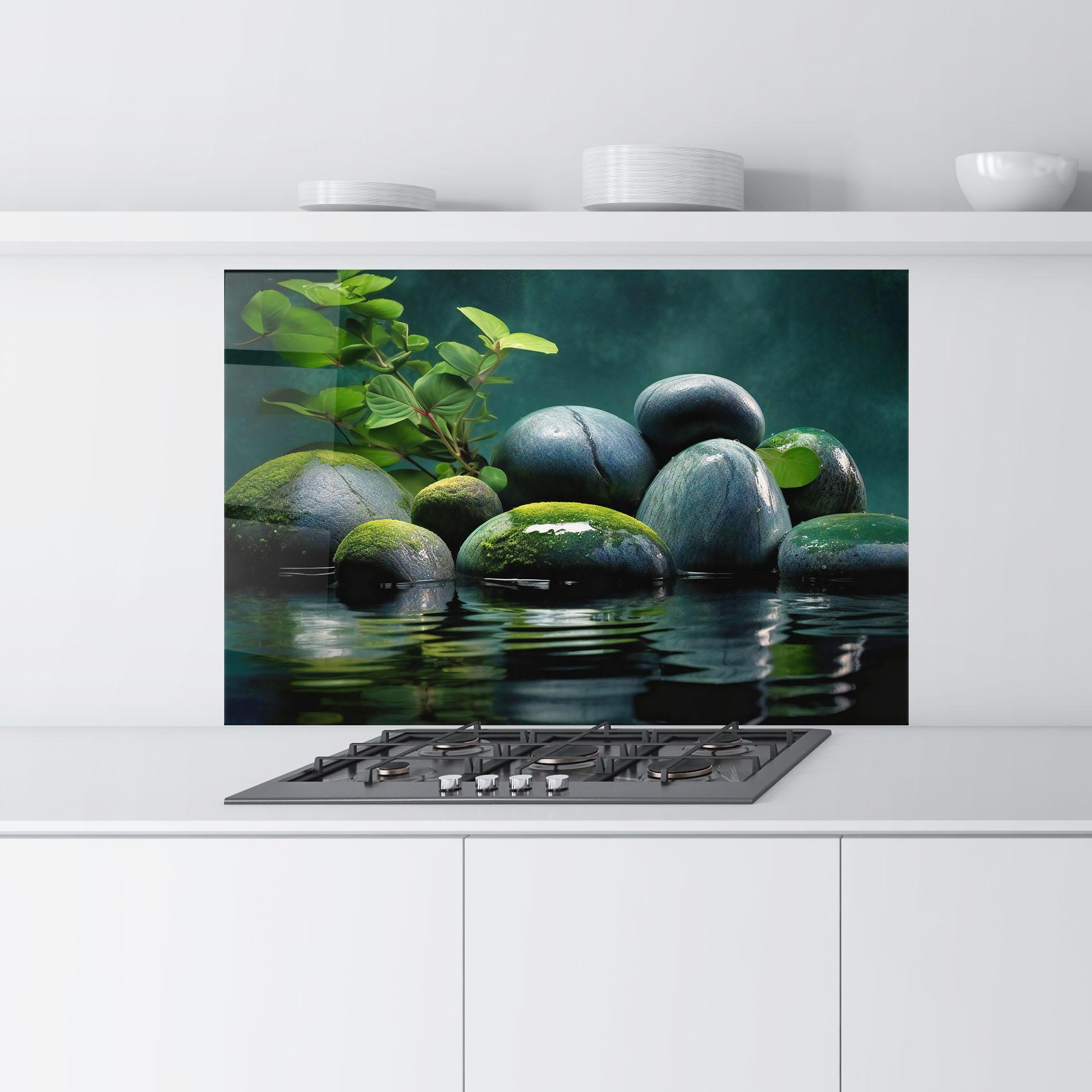 Panou Sticla Bucatarie Green Stone Nature mockup 9