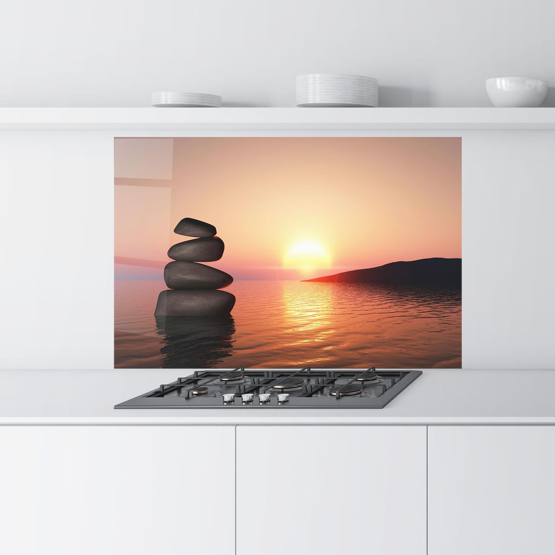 Panou Sticla Bucatarie Peace And Sunset mockup 9