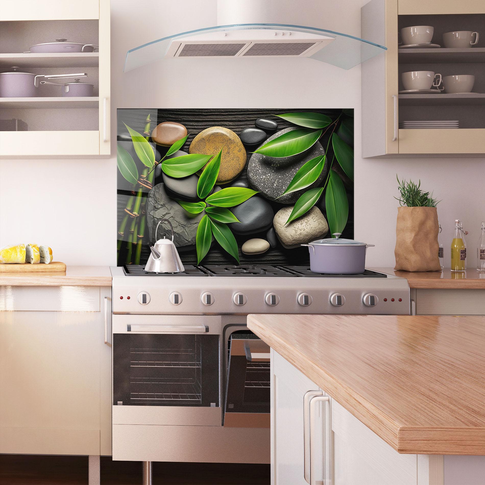 Panou Sticla Bucatarie Bamboo Stones View mockup 1