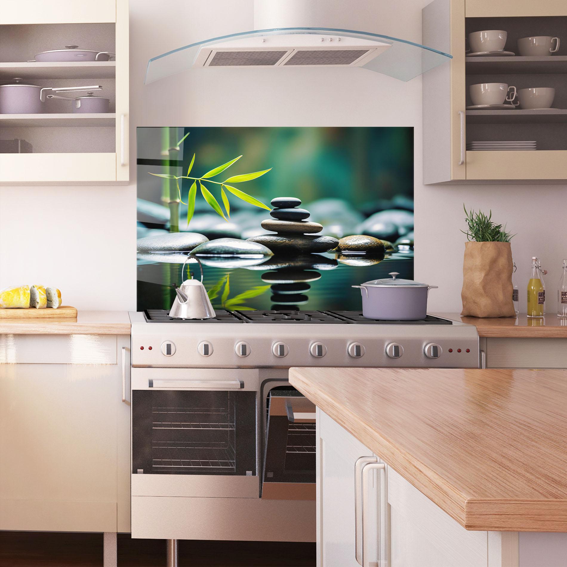 Panou Sticla Bucatarie Bamboo Stones mockup 1