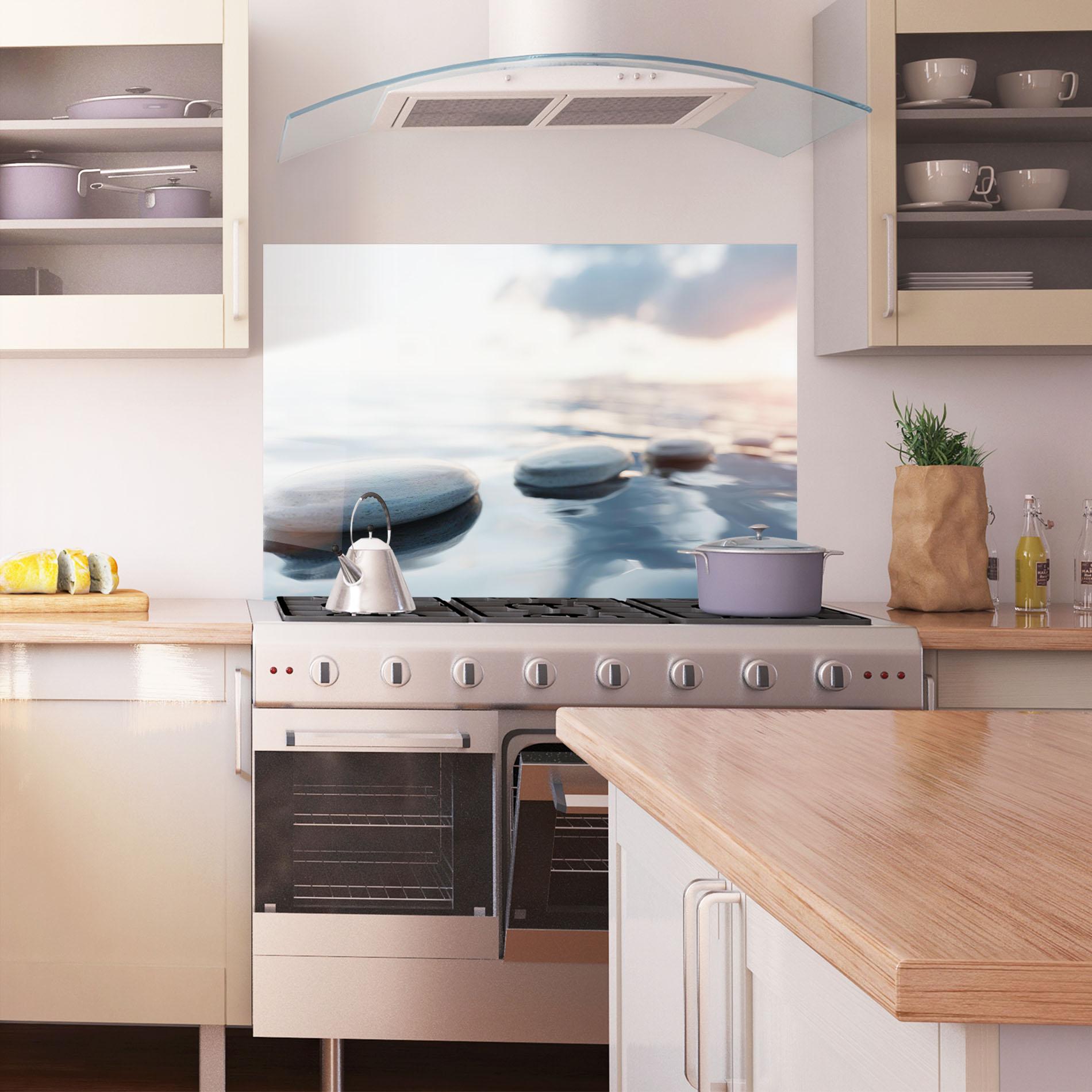 Panou Sticla Bucatarie Calm Water Stone mockup 1