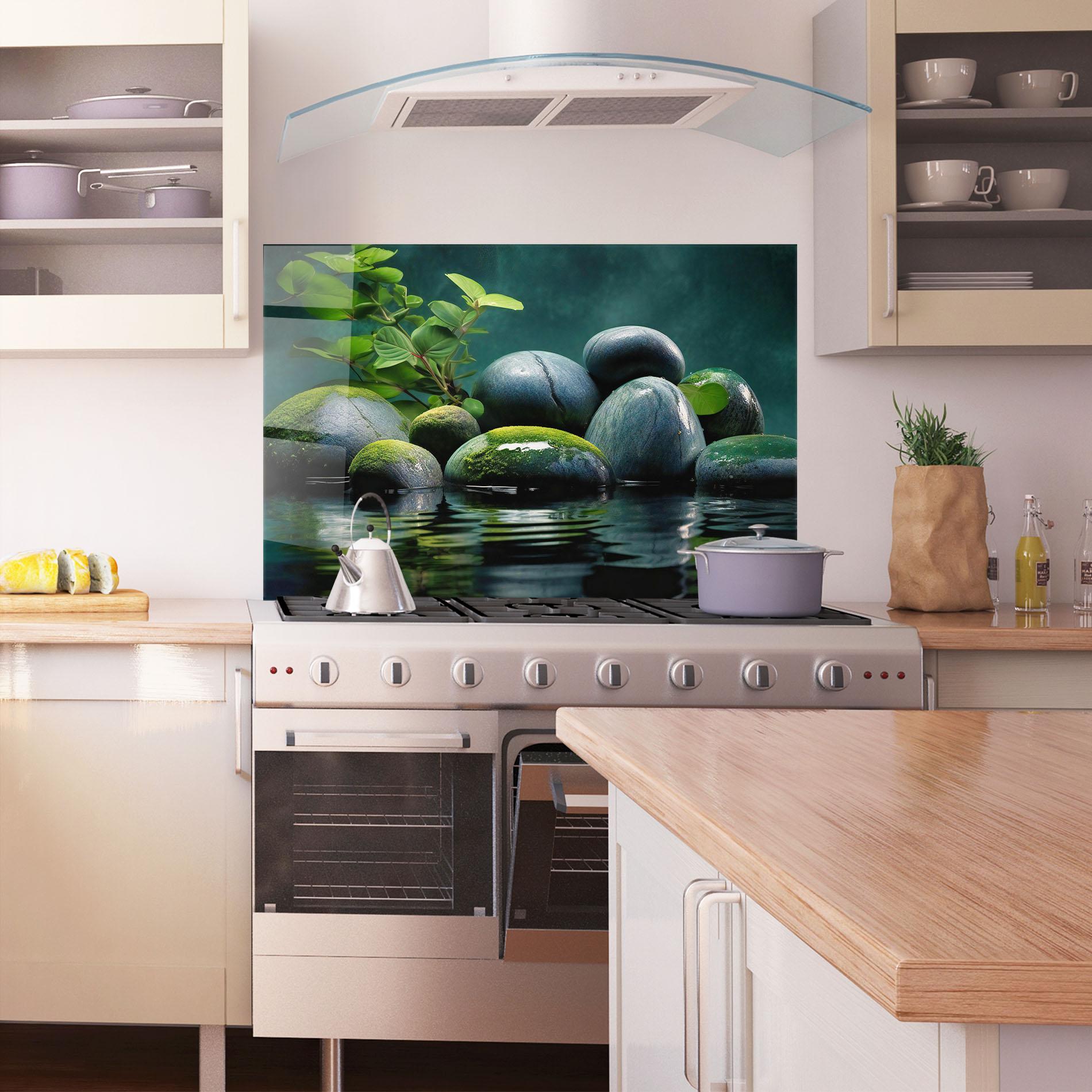 Panou Sticla Bucatarie Green Stone Nature mockup 1