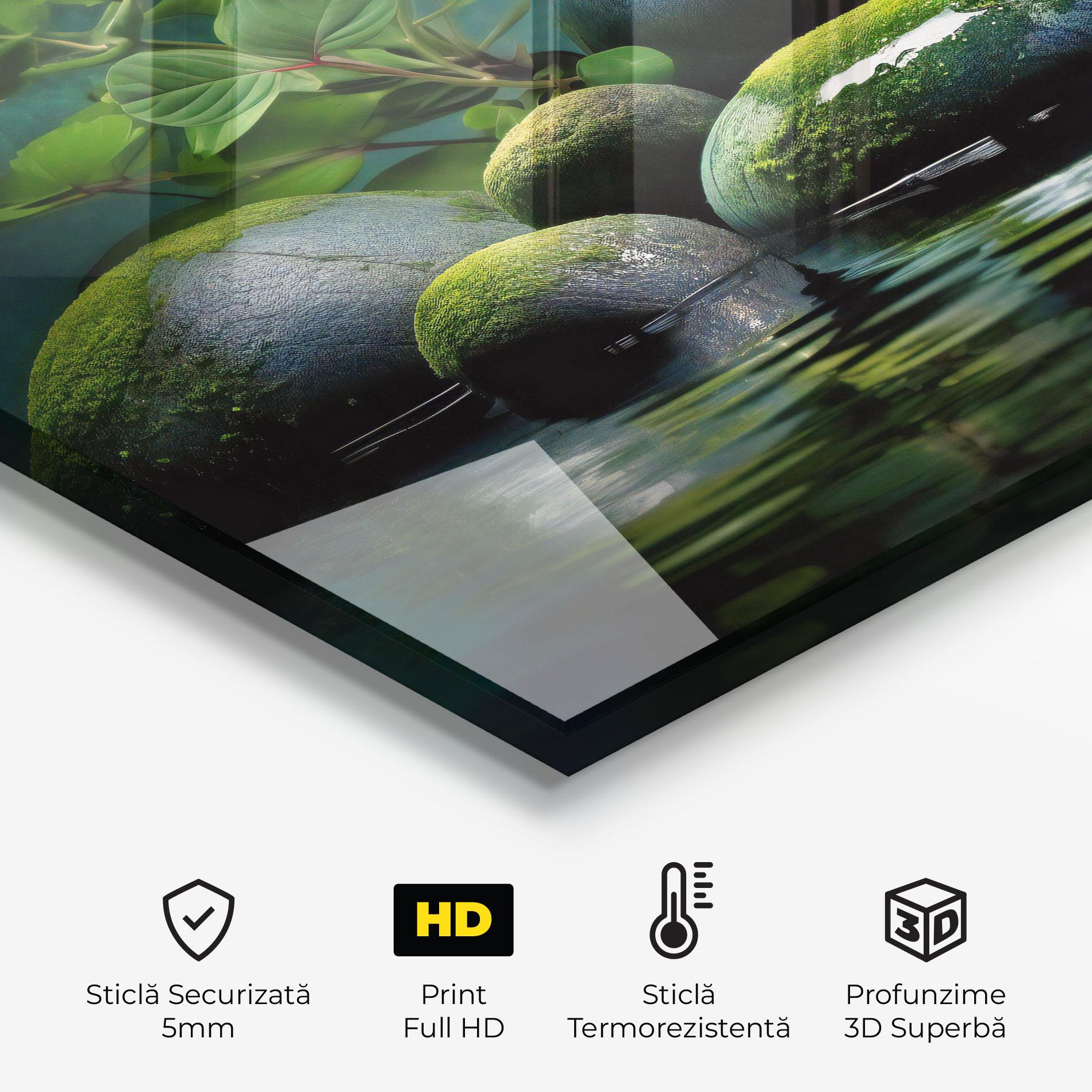 Panou Sticla Bucatarie Green Stone Nature mockup 2