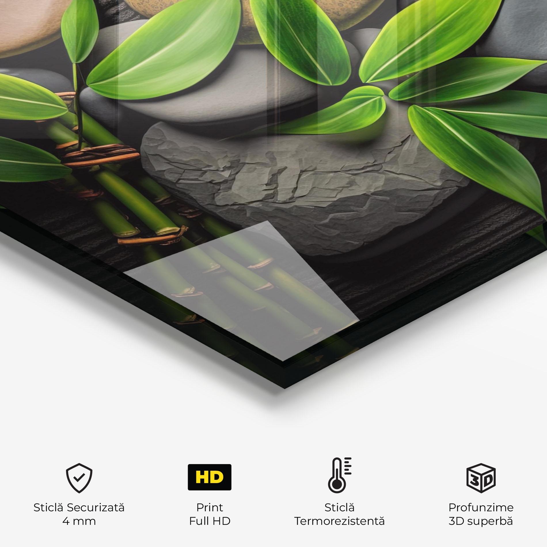 Panou Sticla Bucatarie Bamboo Stones View mockup 2