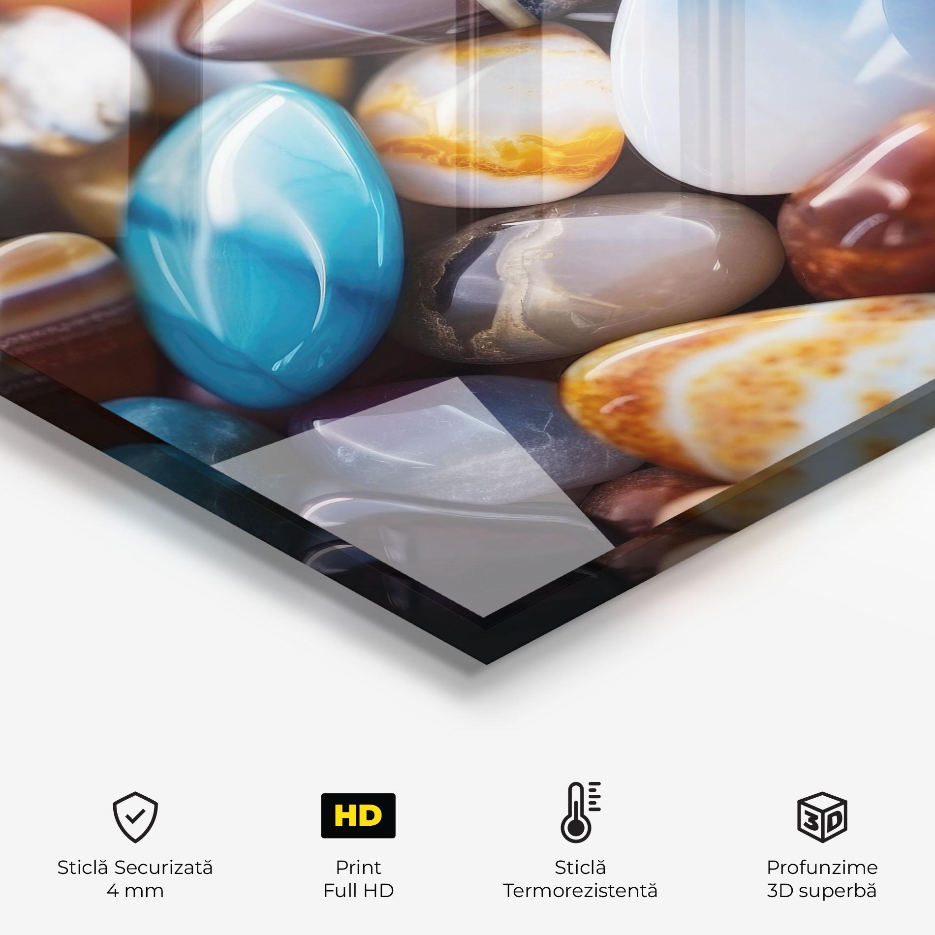 Panou Sticla Bucatarie Beach Gemstones mockup 2