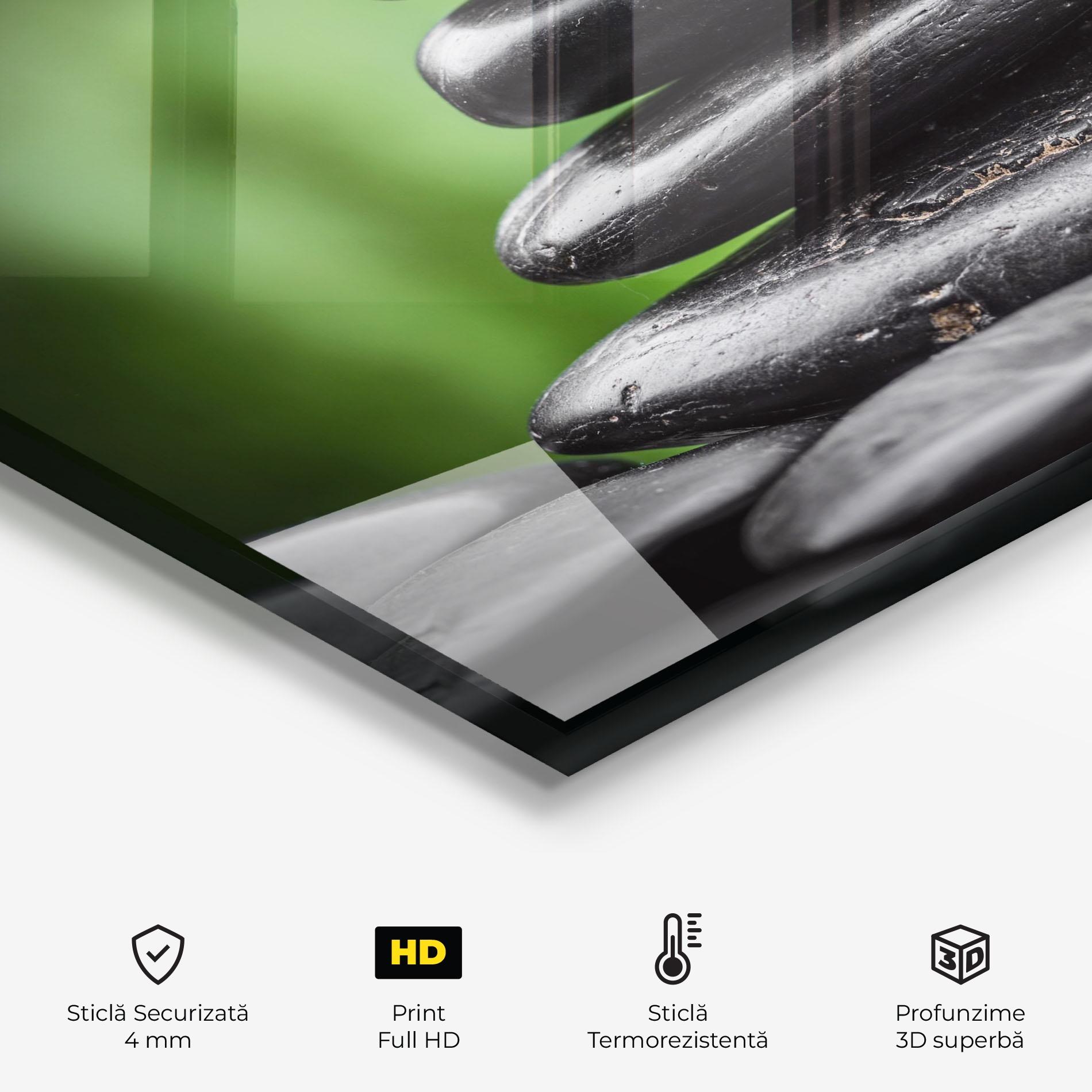 Panou Sticla Bucatarie Black Stone Meditation mockup 2