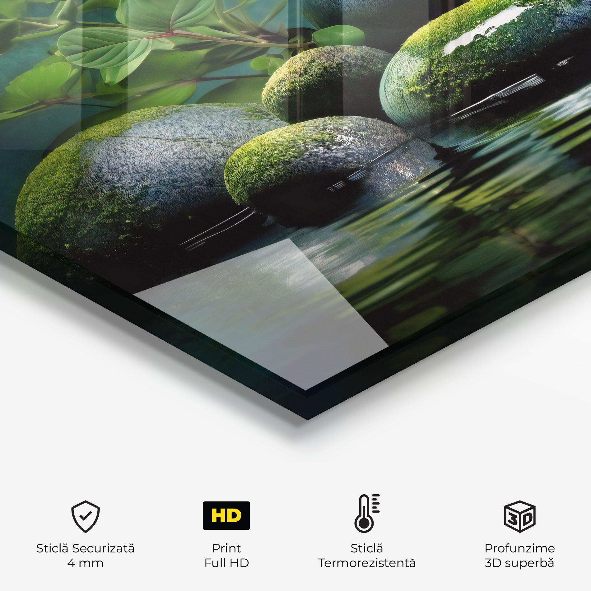 Panou Sticla Bucatarie Green Stone Nature mockup 2