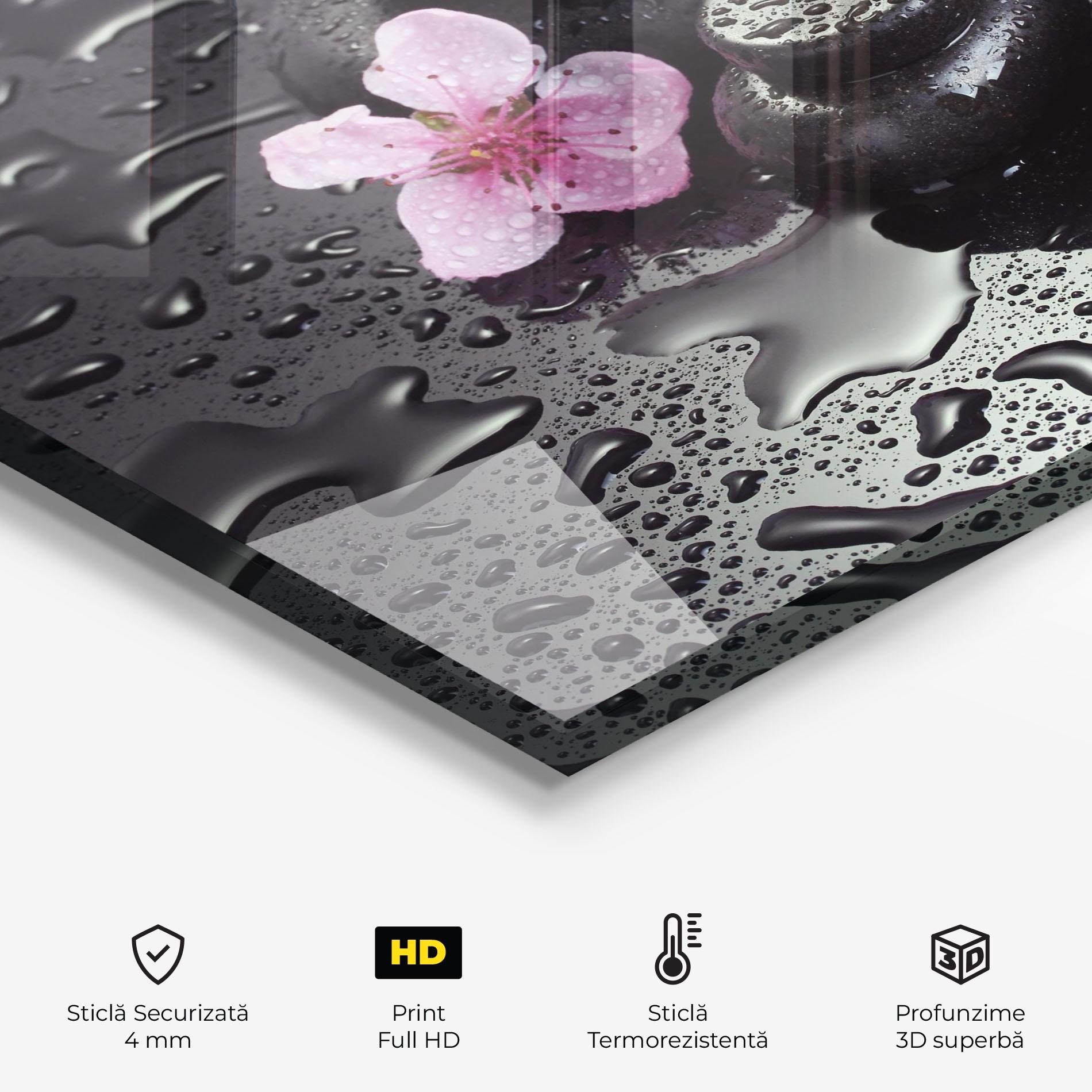 Panou Sticla Bucatarie Pretty Flower Stones mockup 2