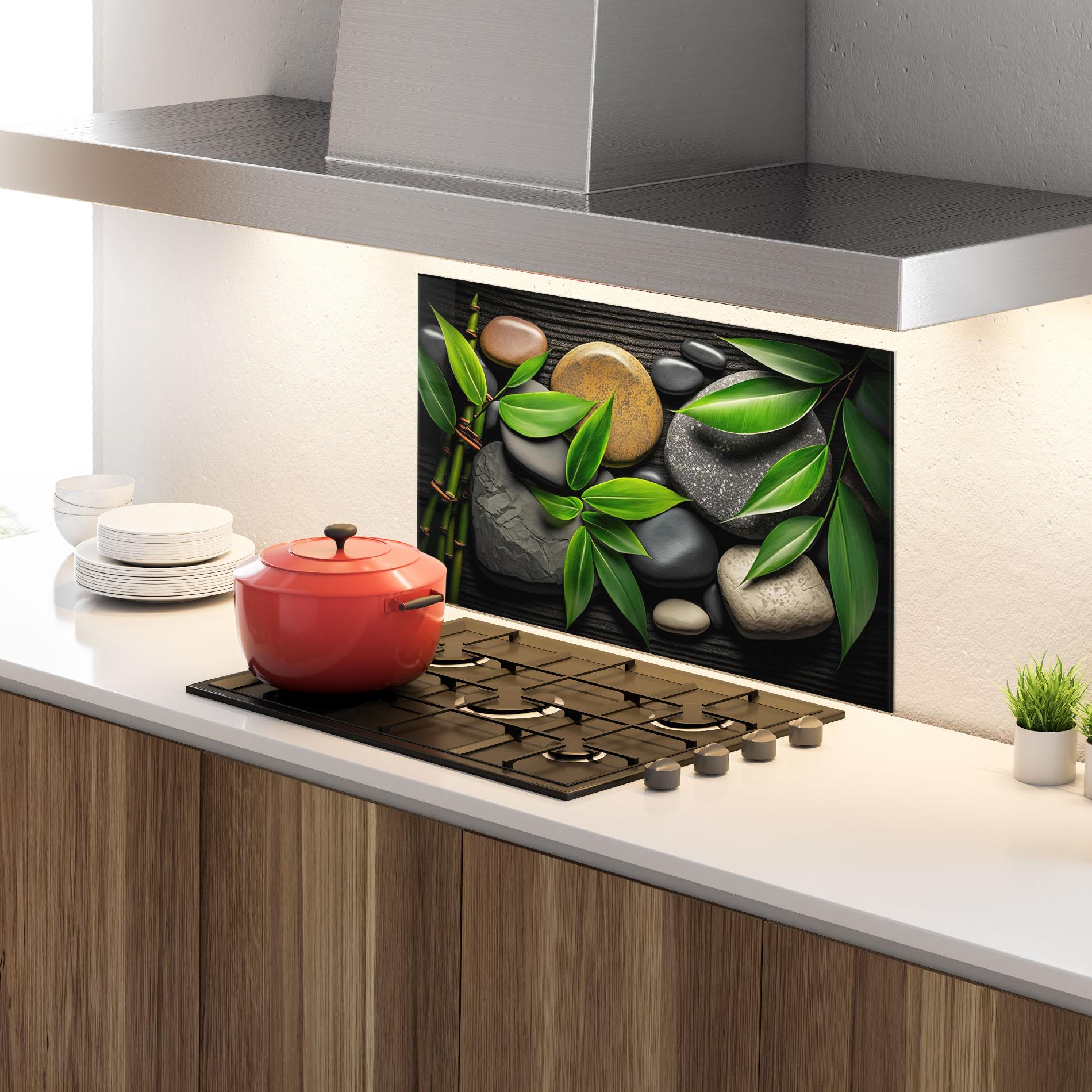 Panou Sticla Bucatarie Bamboo Stones View mockup 4
