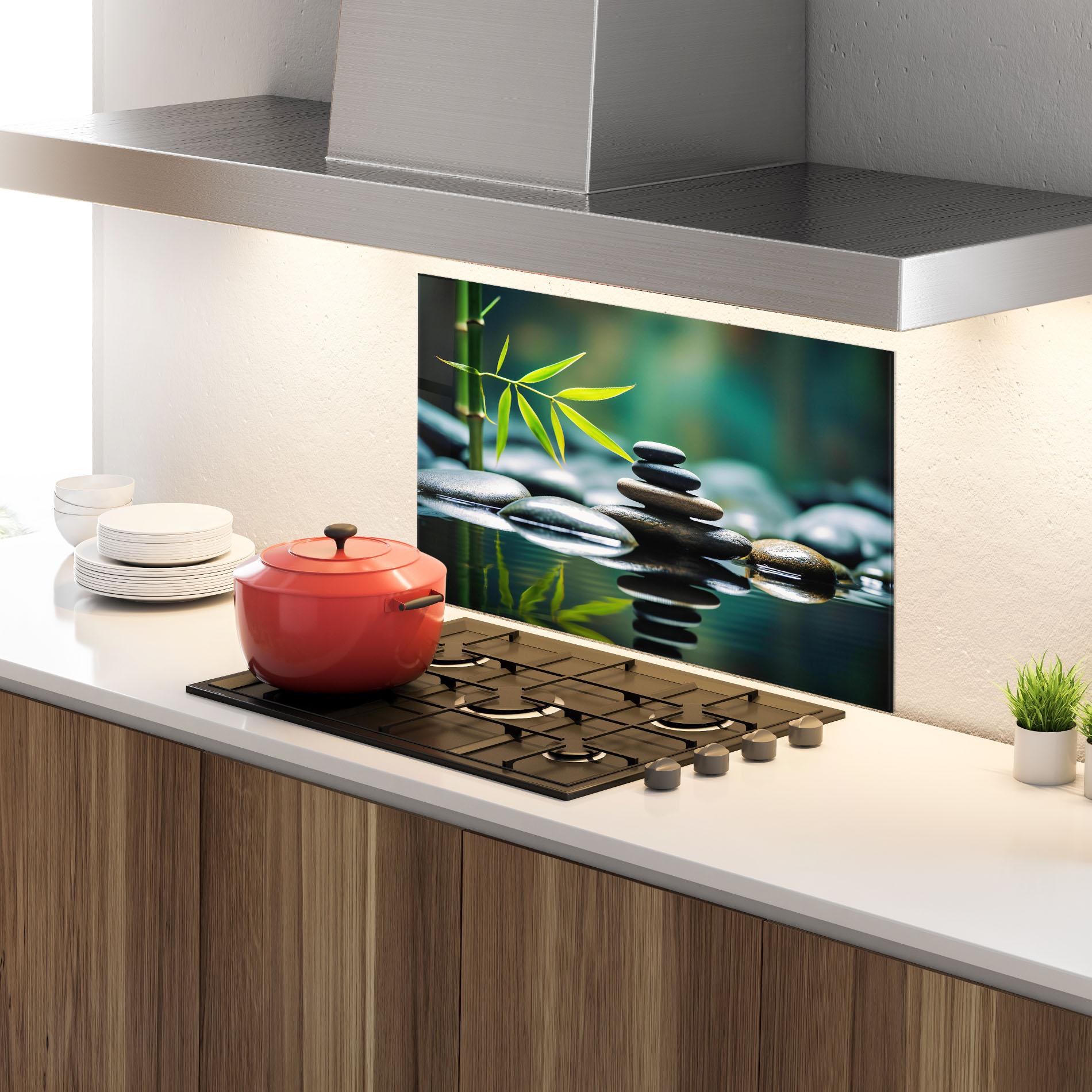 Panou Sticla Bucatarie Bamboo Stones mockup 4