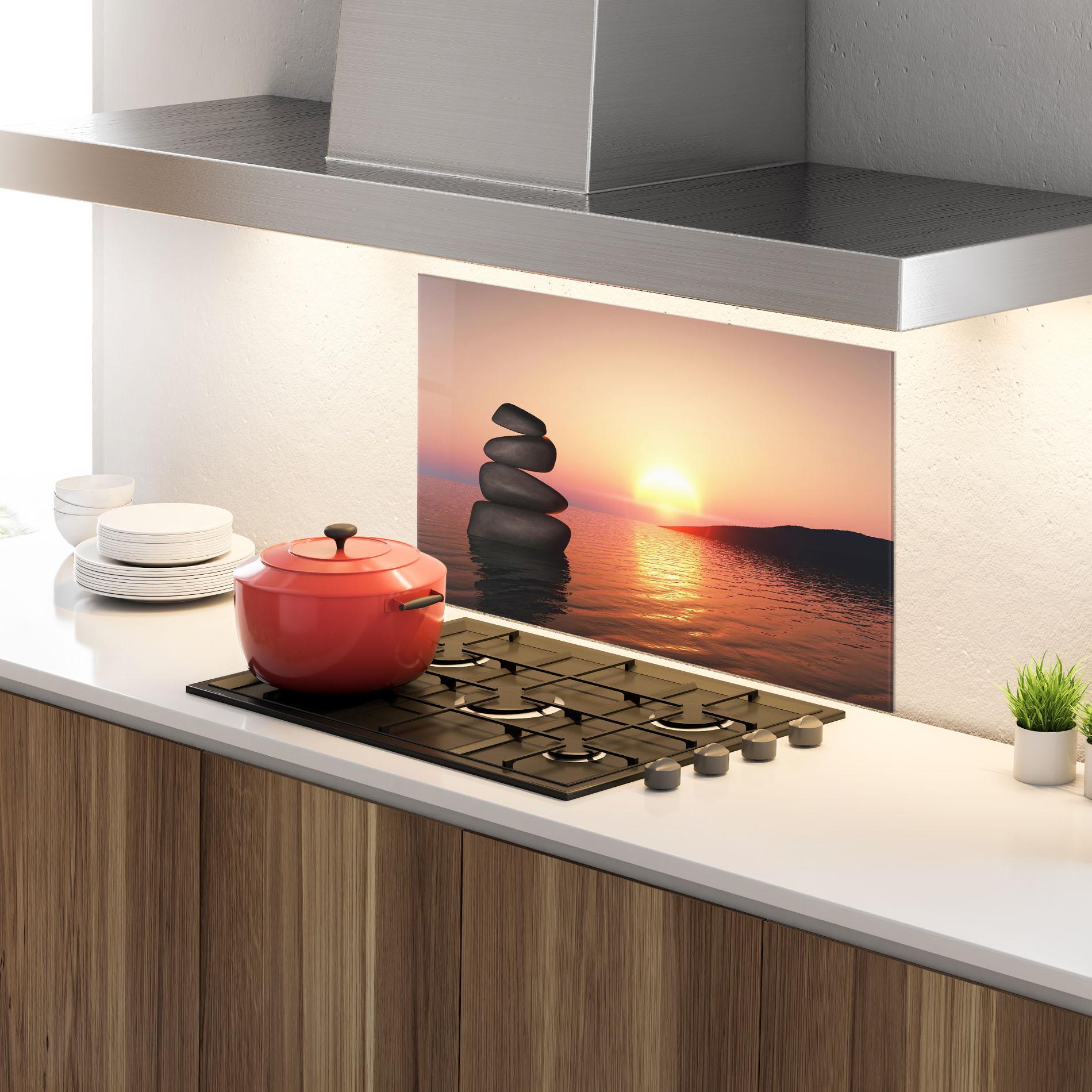 Panou Sticla Bucatarie Peace And Sunset mockup 4