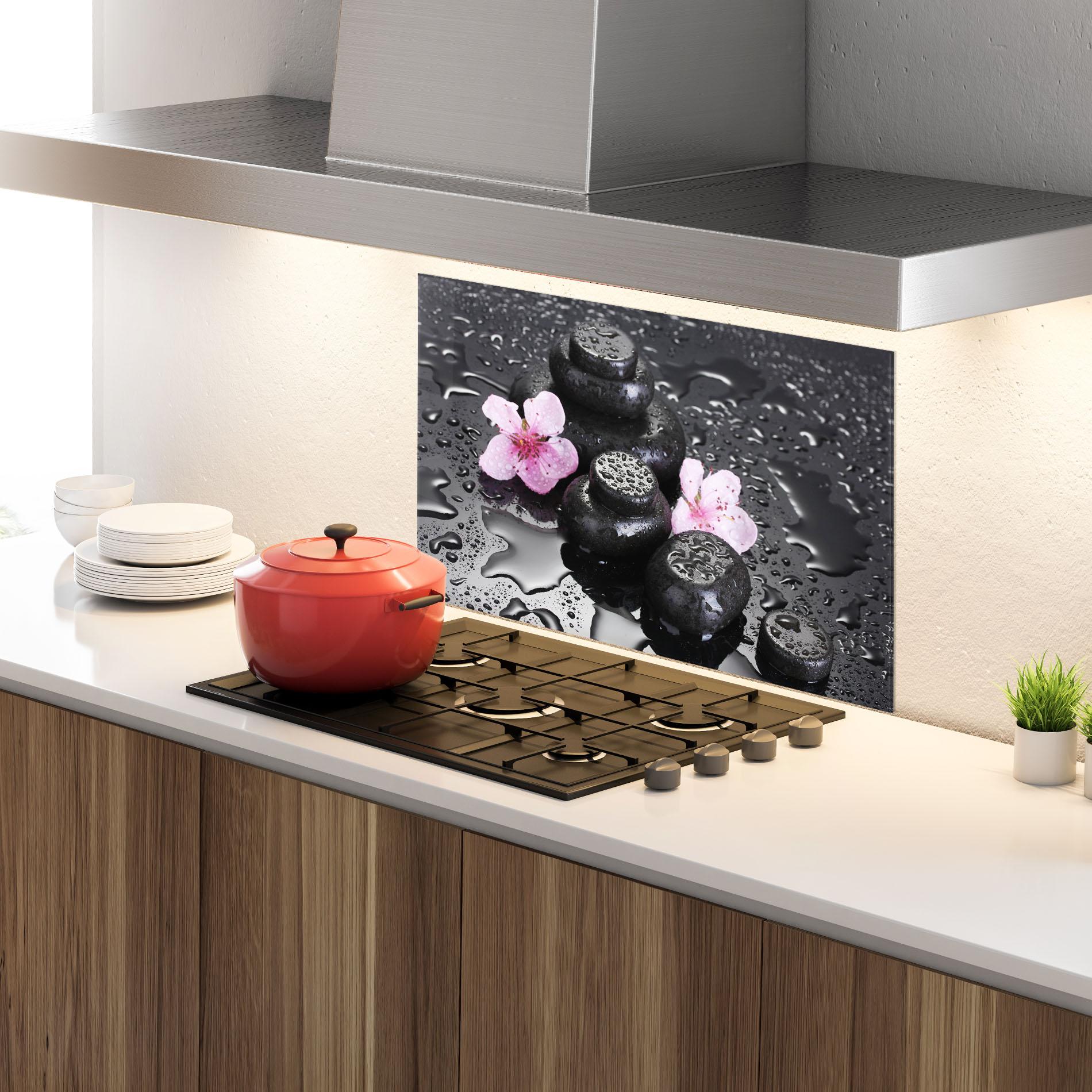 Panou Sticla Bucatarie Sakura Stones mockup 4