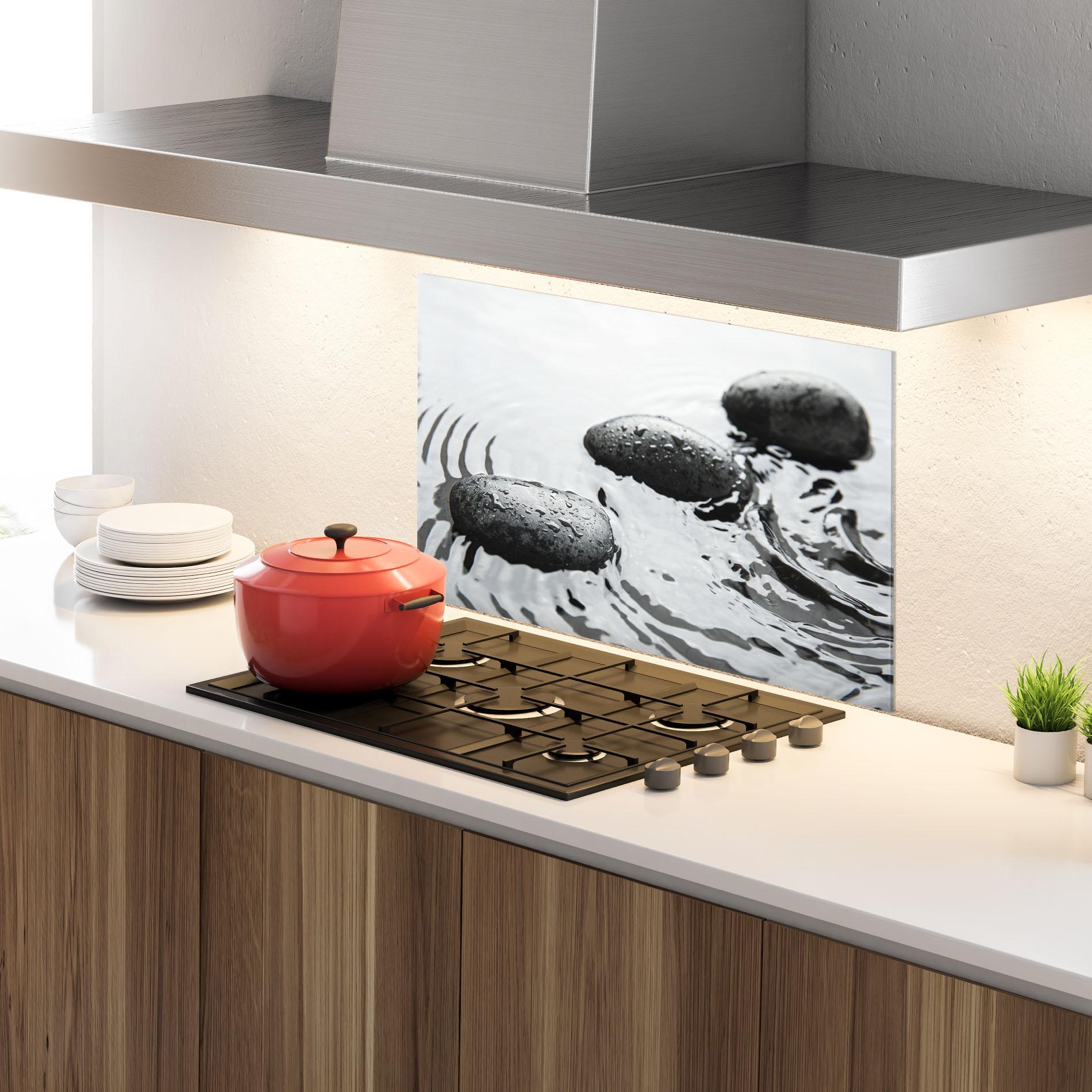 Panou Sticla Bucatarie Spa Stones Water mockup 4