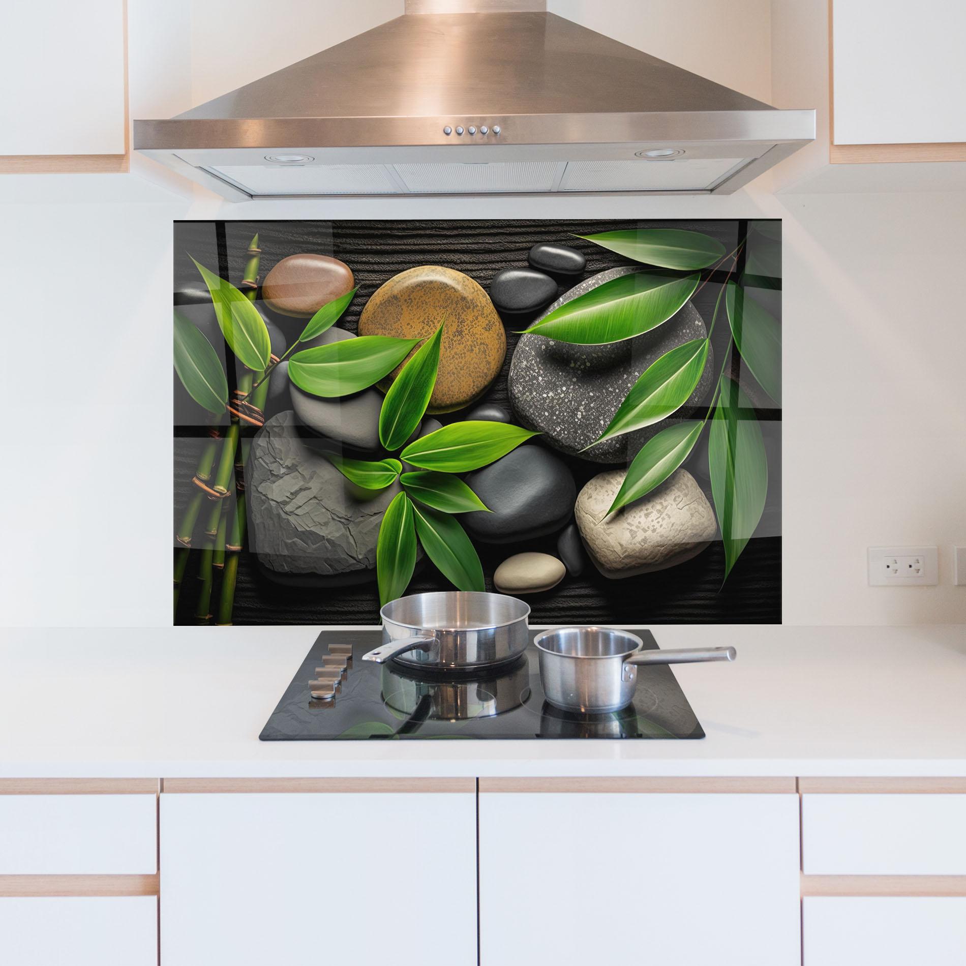 Panou Sticla Bucatarie Bamboo Stones View mockup 5