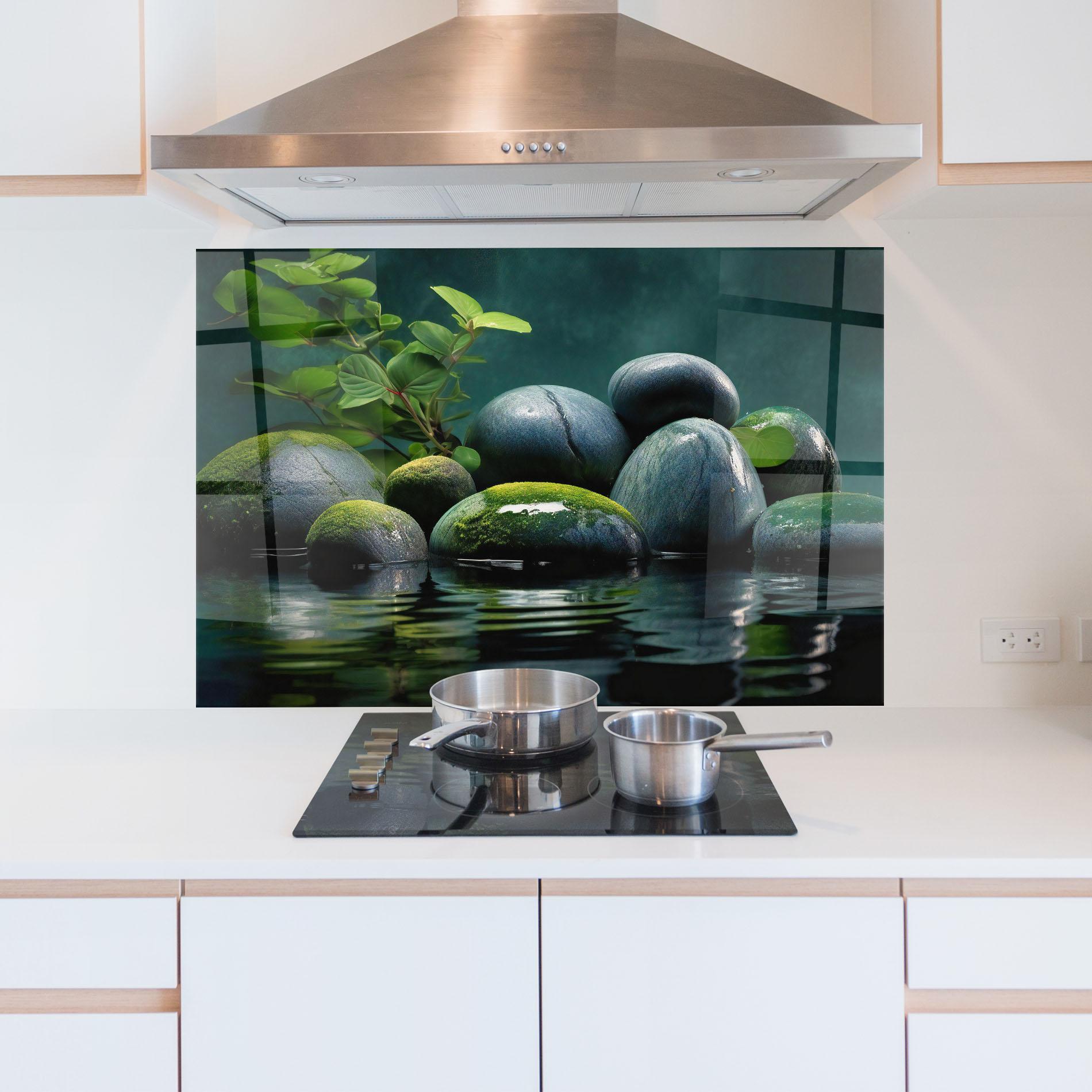 Panou Sticla Bucatarie Green Stone Nature mockup 5