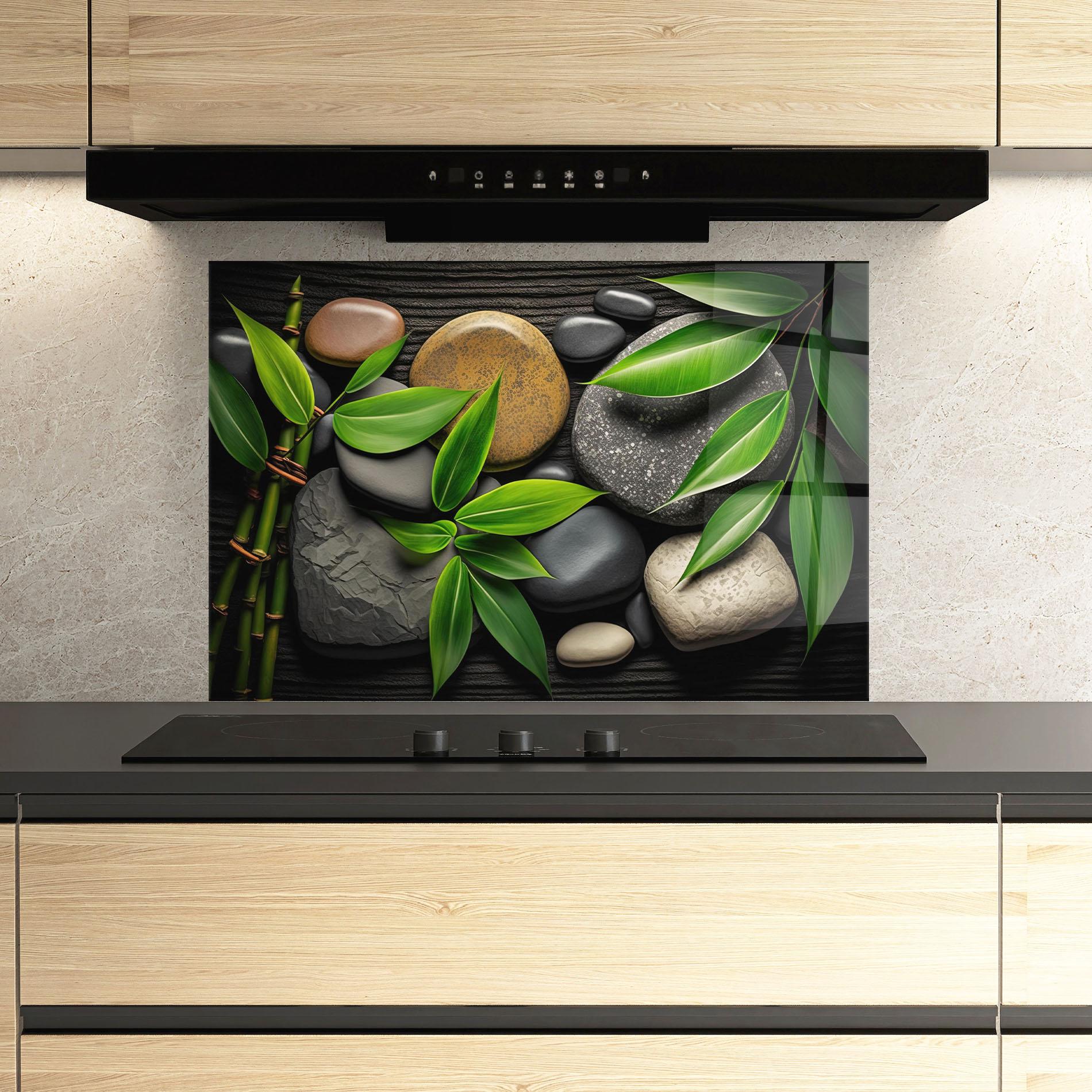Panou Sticla Bucatarie Bamboo Stones View mockup 3