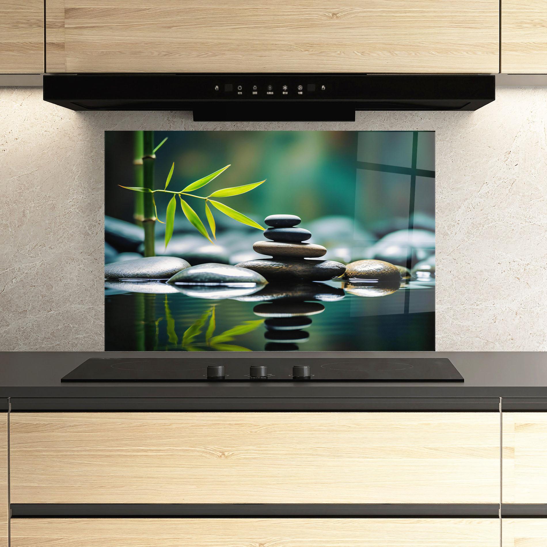 Panou Sticla Bucatarie Bamboo Stones mockup 3