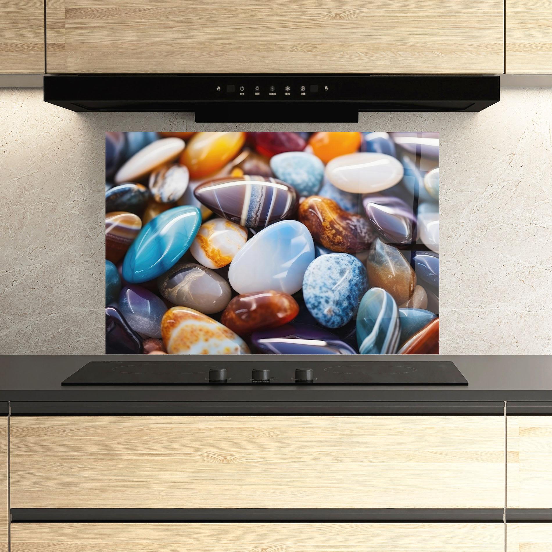 Panou Sticla Bucatarie Beach Gemstones mockup 3