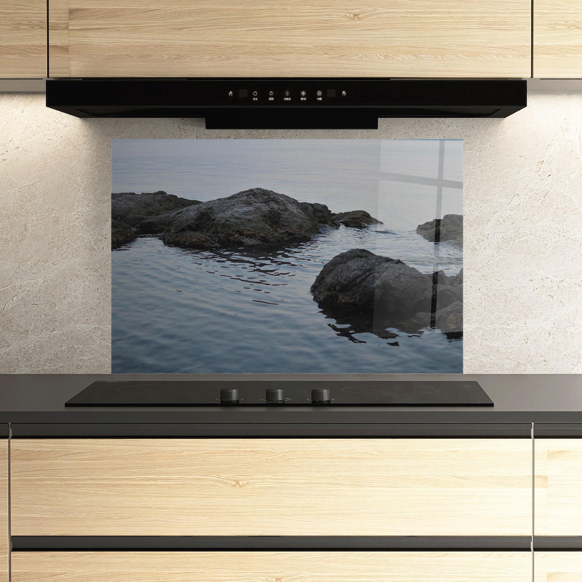 Panou Sticla Bucatarie Calm Water Stones mockup 3