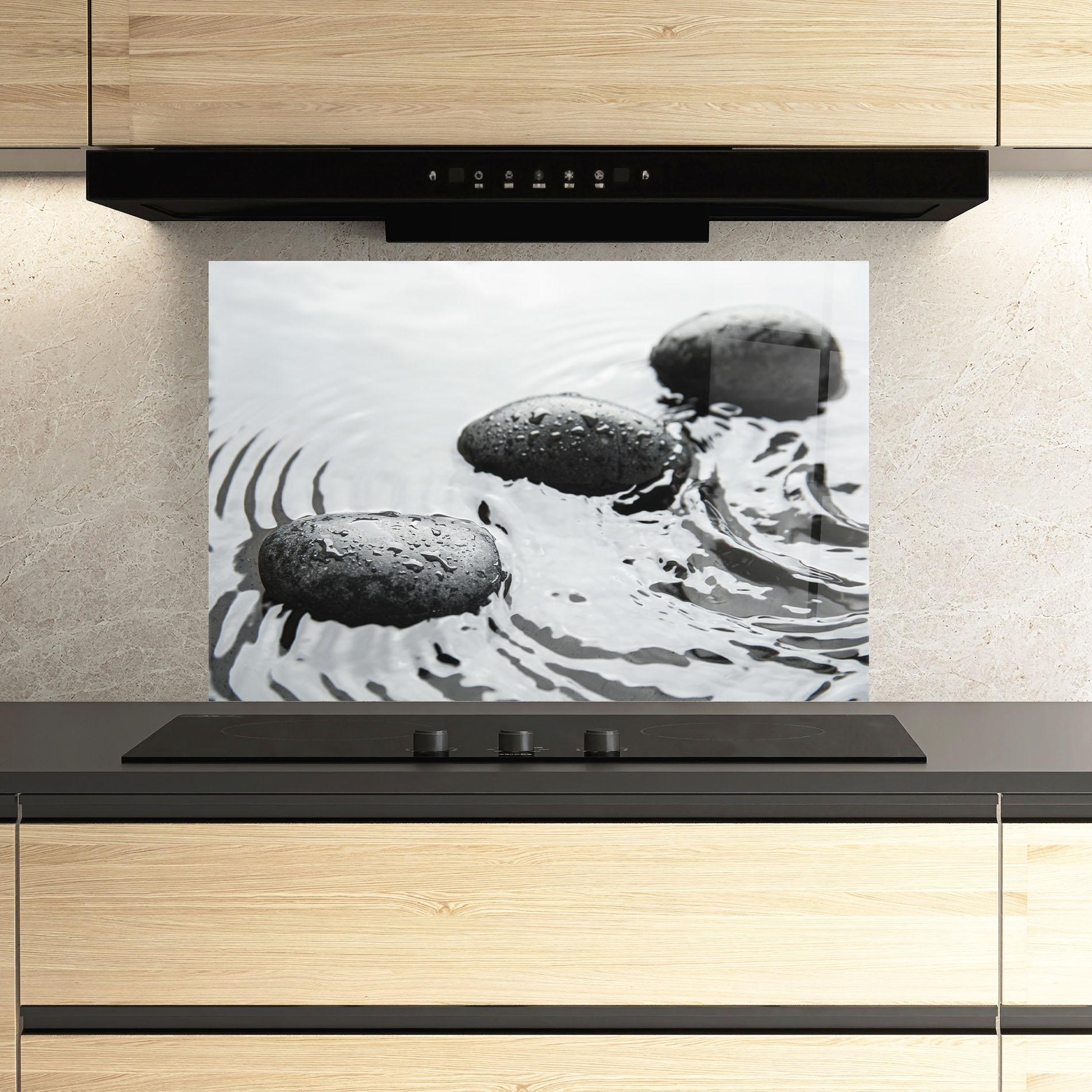 Panou Sticla Bucatarie Spa Stones Water mockup 3