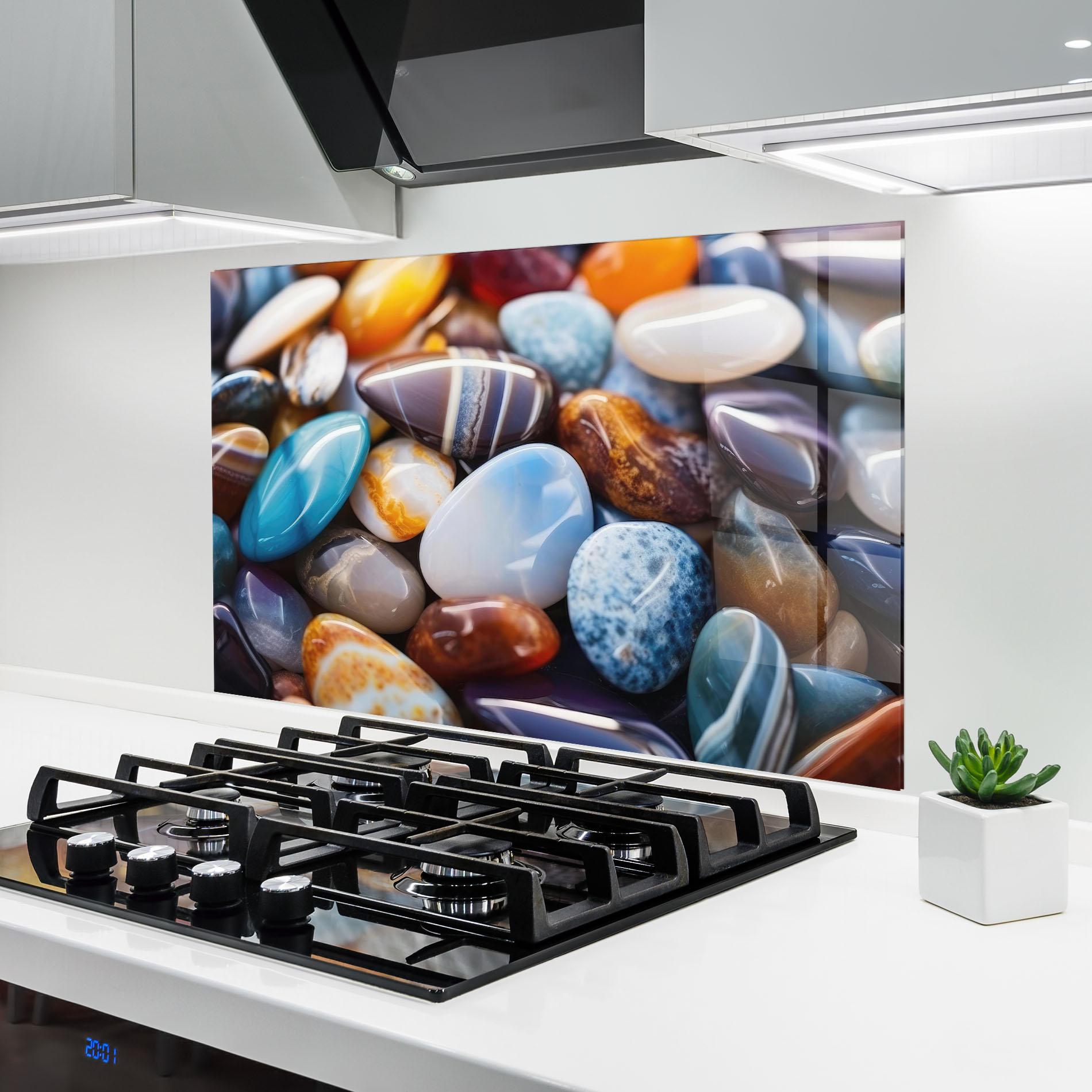 Panou Sticla Bucatarie Beach Gemstones mockup 6