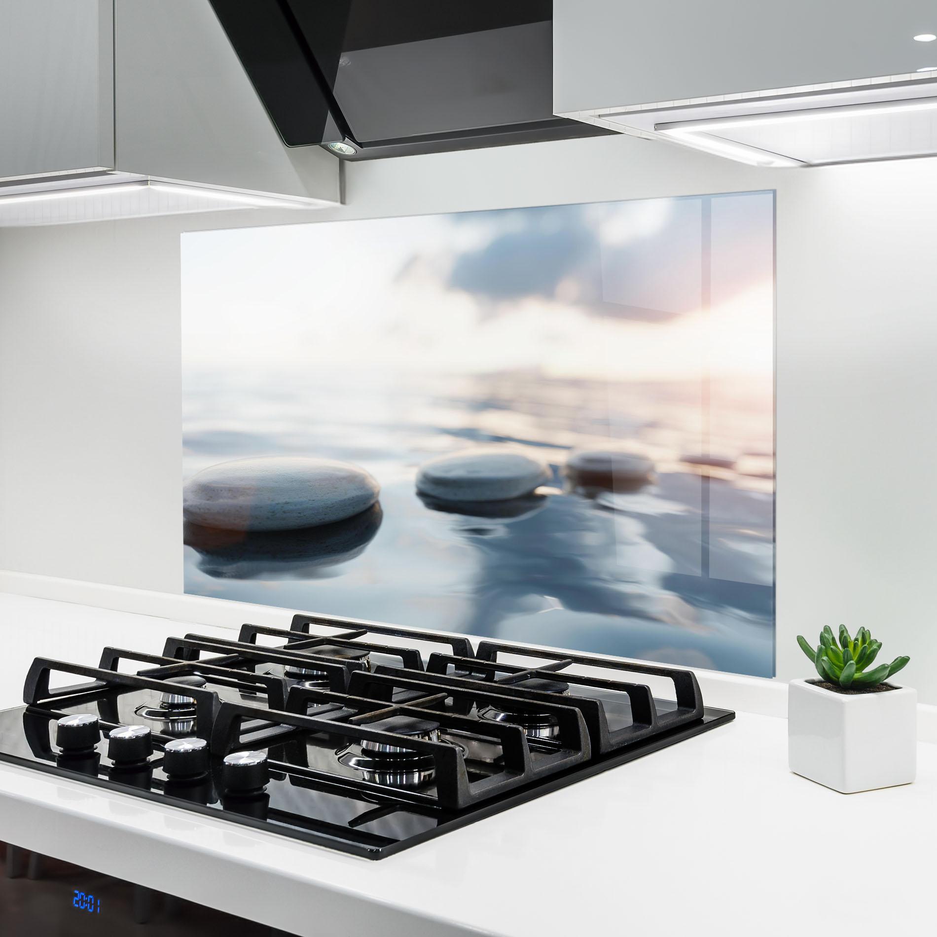 Panou Sticla Bucatarie Calm Water Stone mockup 6