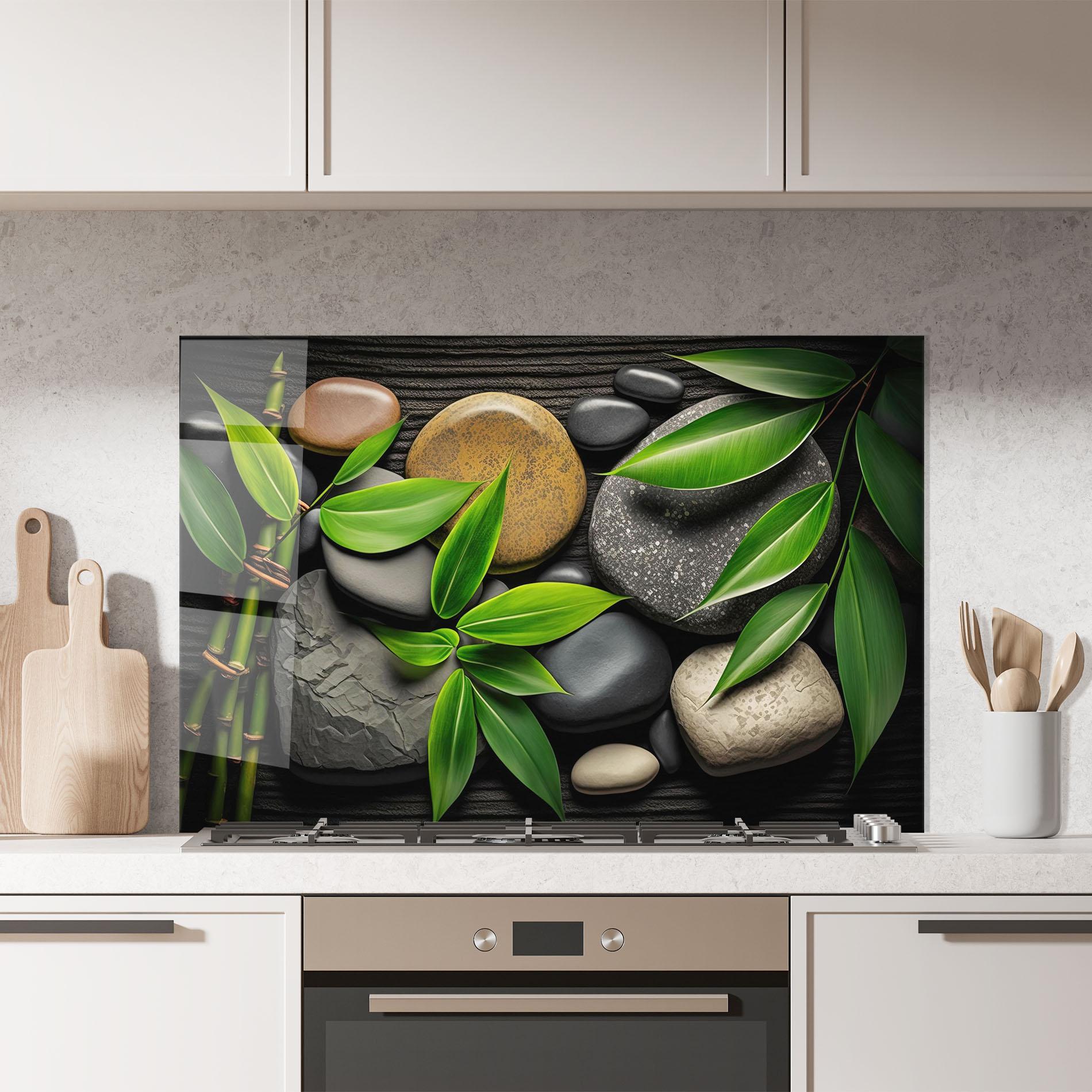 Panou Sticla Bucatarie Bamboo Stones View mockup 7