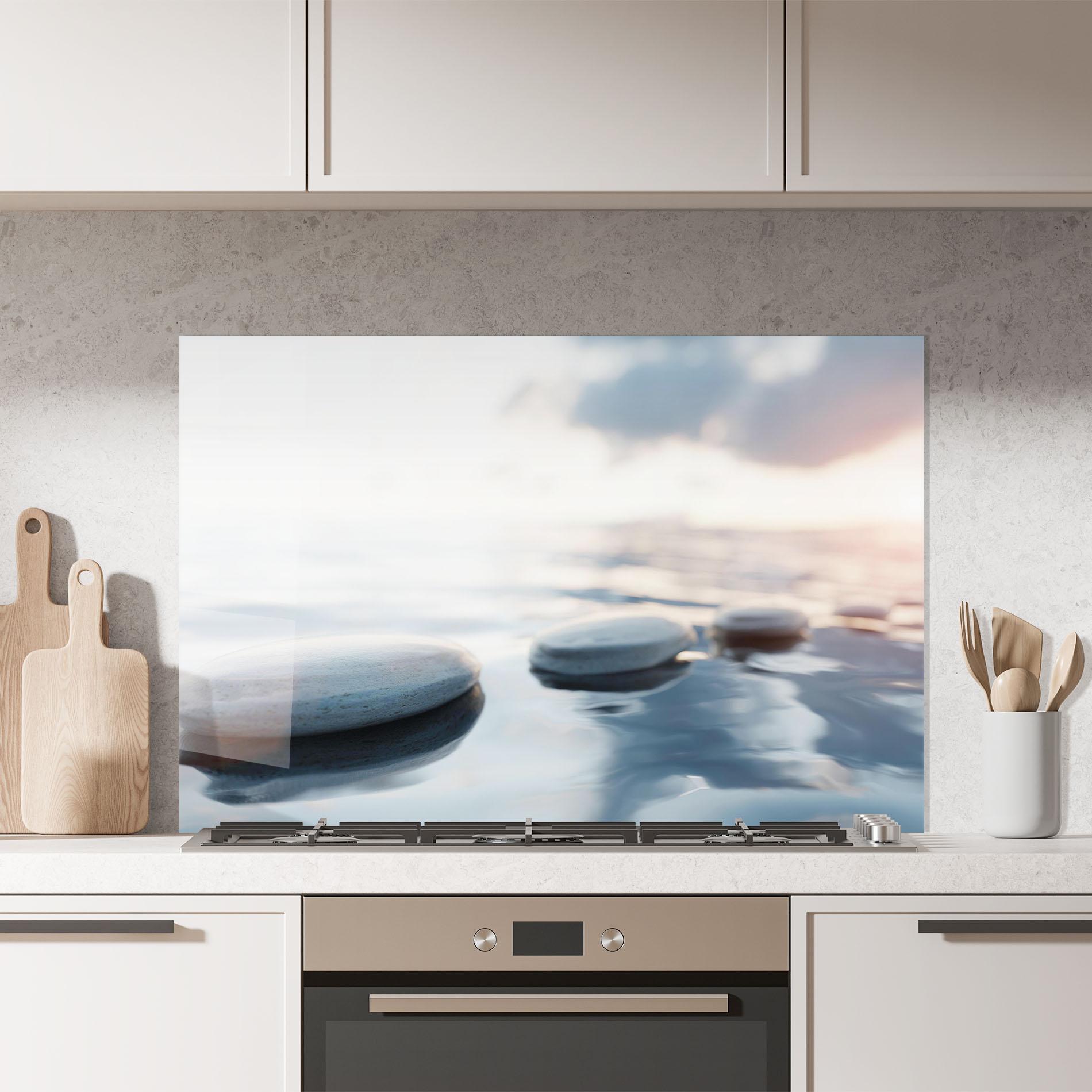 Panou Sticla Bucatarie Calm Water Stone mockup 7