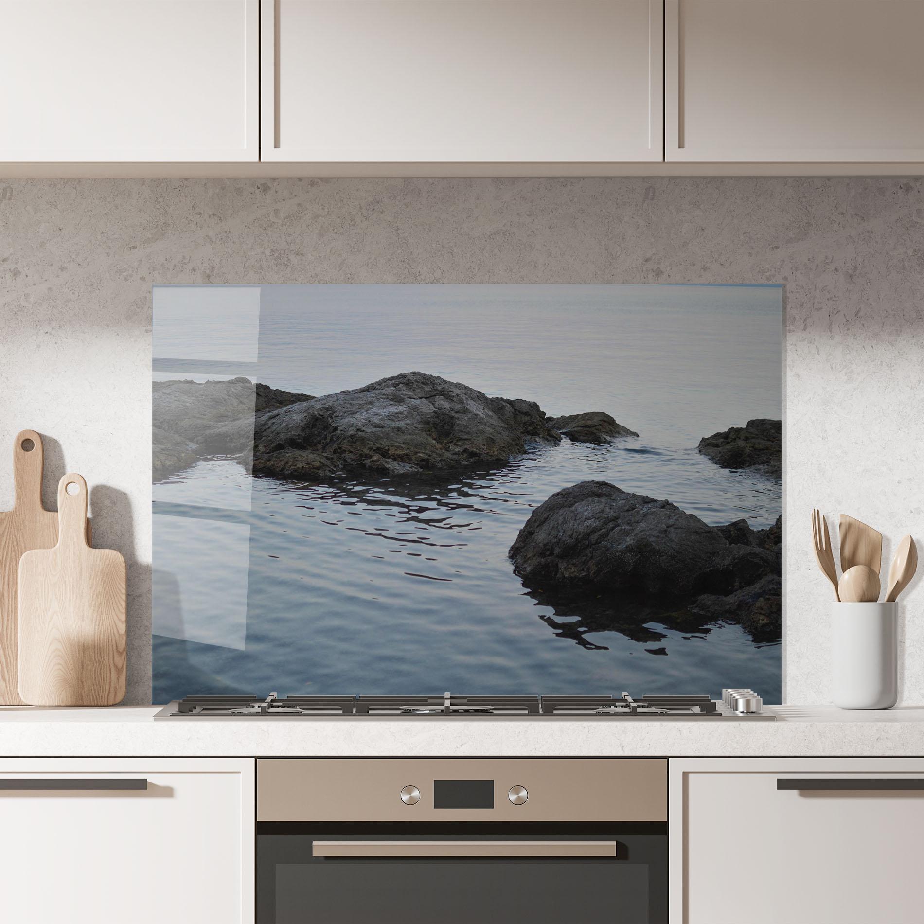 Panou Sticla Bucatarie Calm Water Stones mockup 7