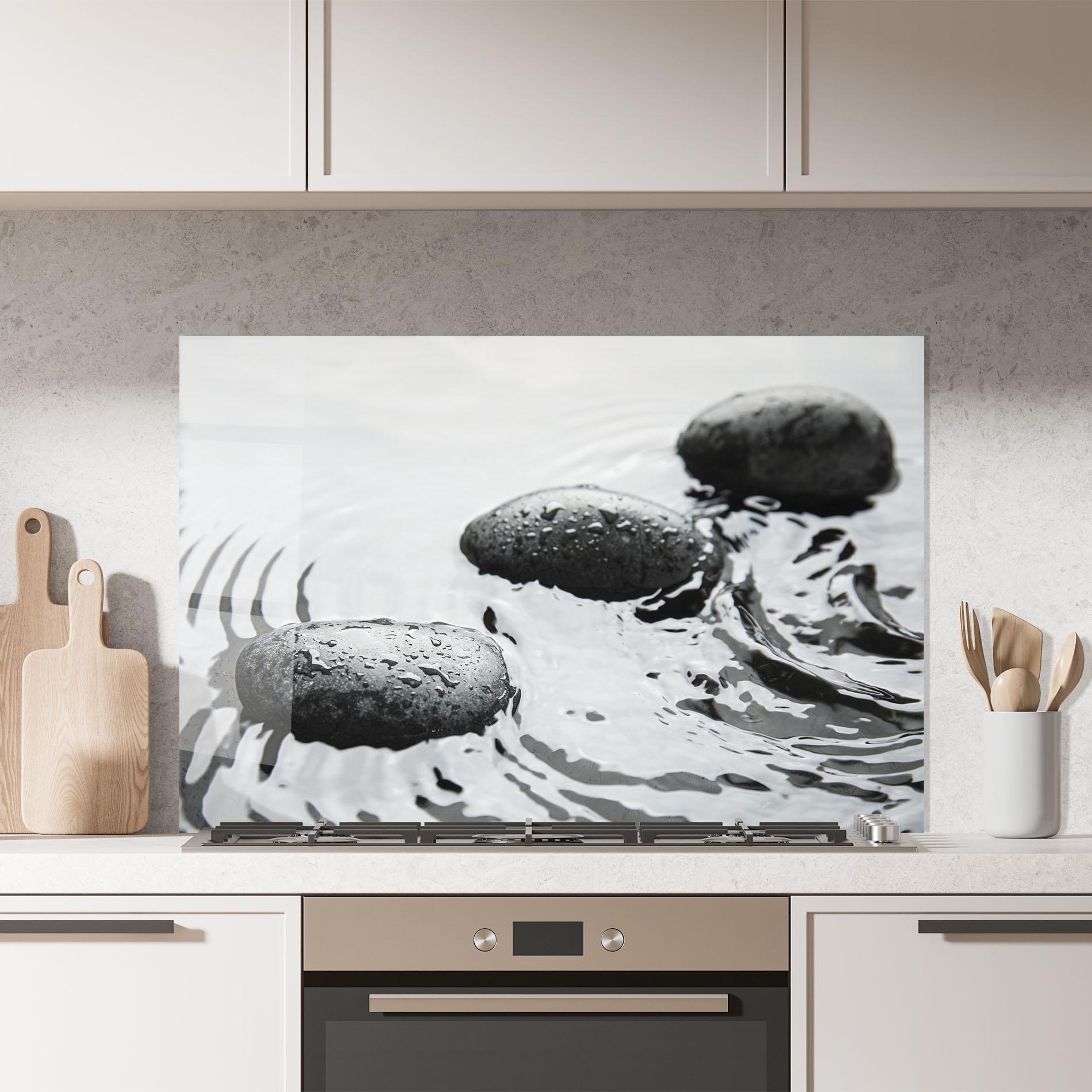 Panou Sticla Bucatarie Spa Stones Water mockup 7