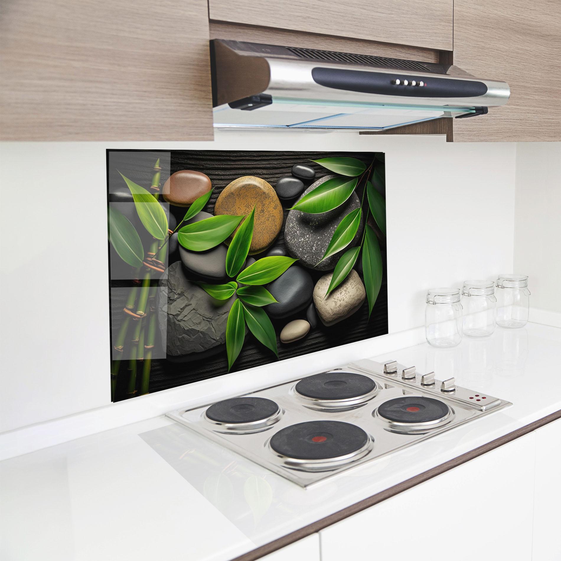Panou Sticla Bucatarie Bamboo Stones View mockup 8