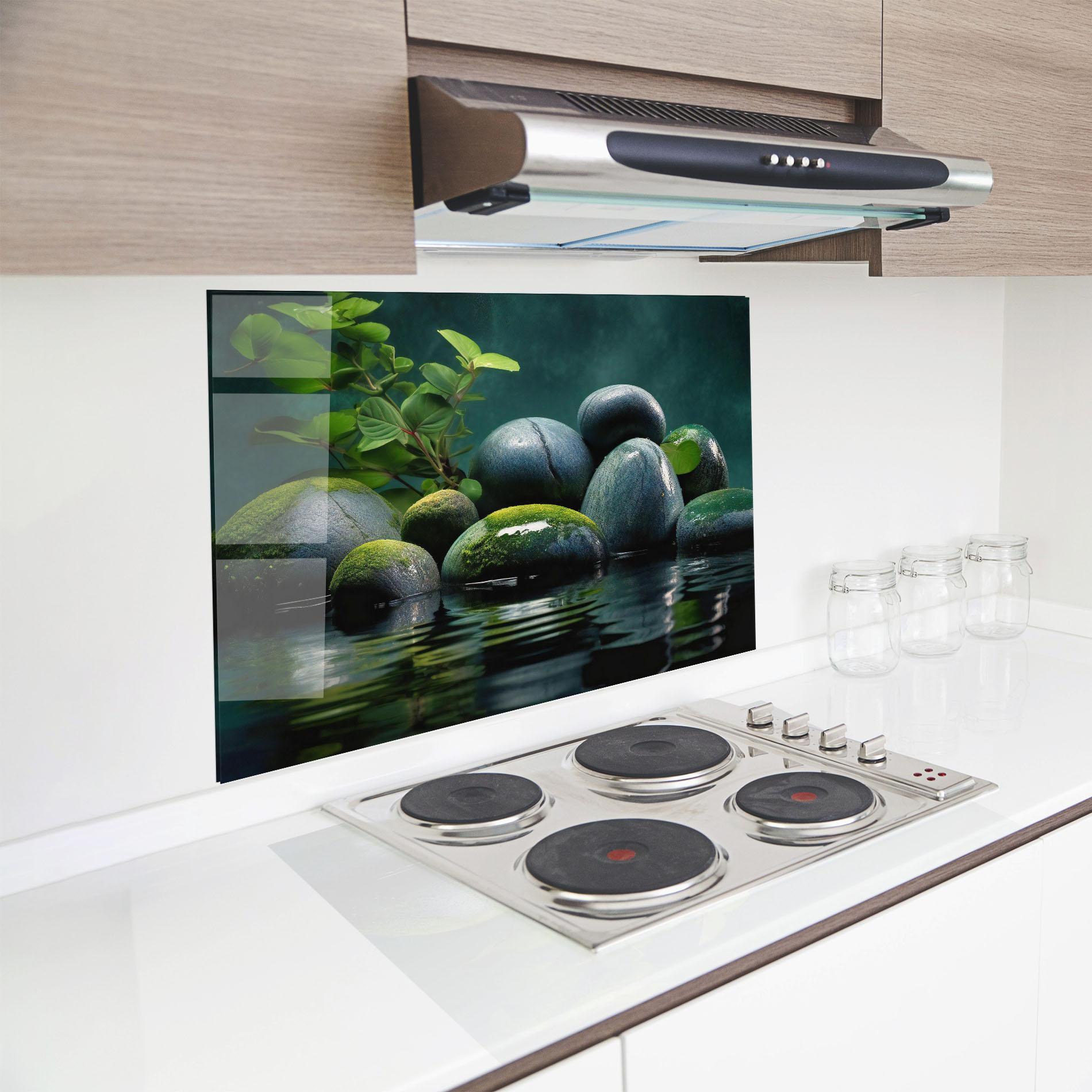 Panou Sticla Bucatarie Green Stone Nature mockup 8