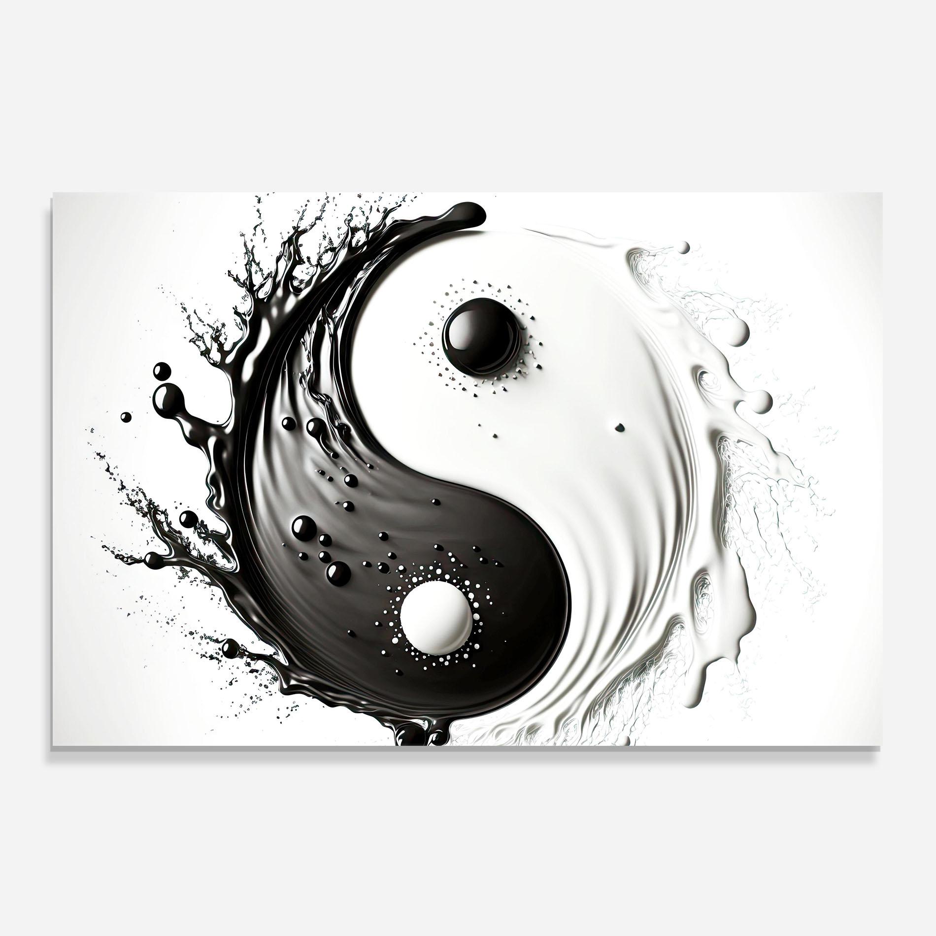 Panou Sticla Bucatarie Black Liquid Yinyang mockup 0