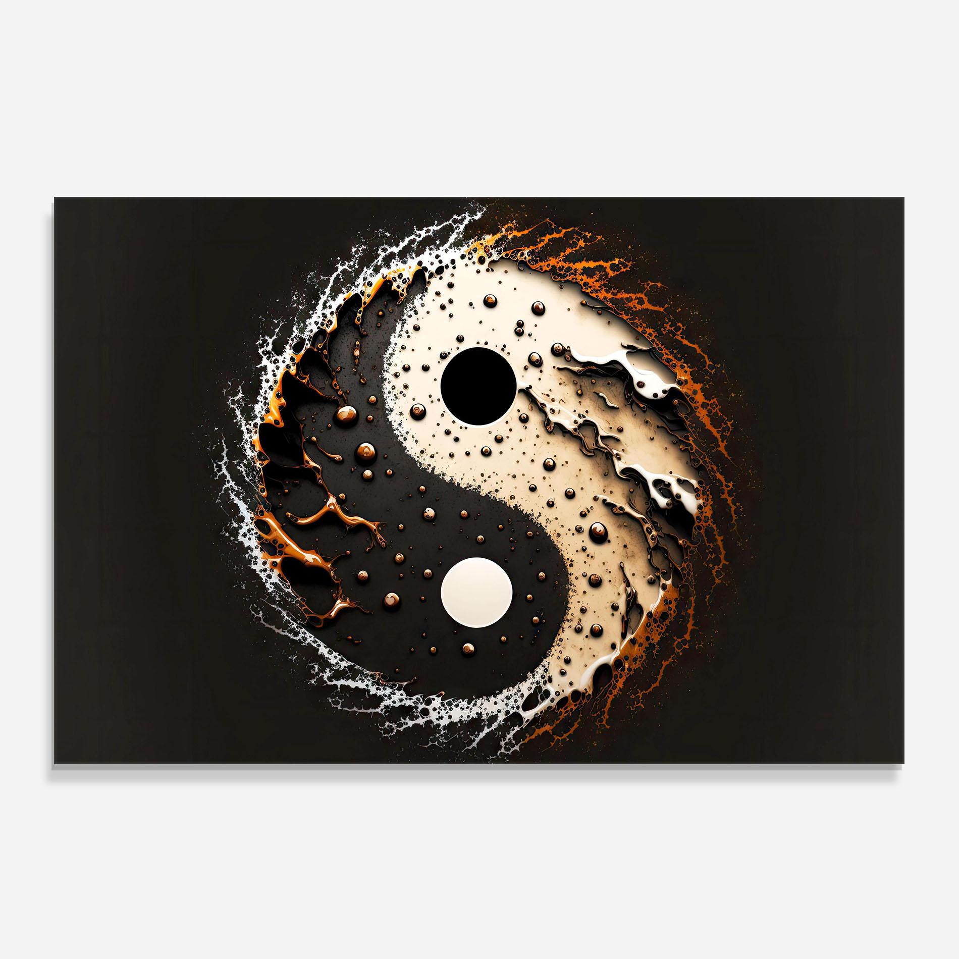 Panou Sticla Bucatarie Brown Liquid Yinyang mockup 0