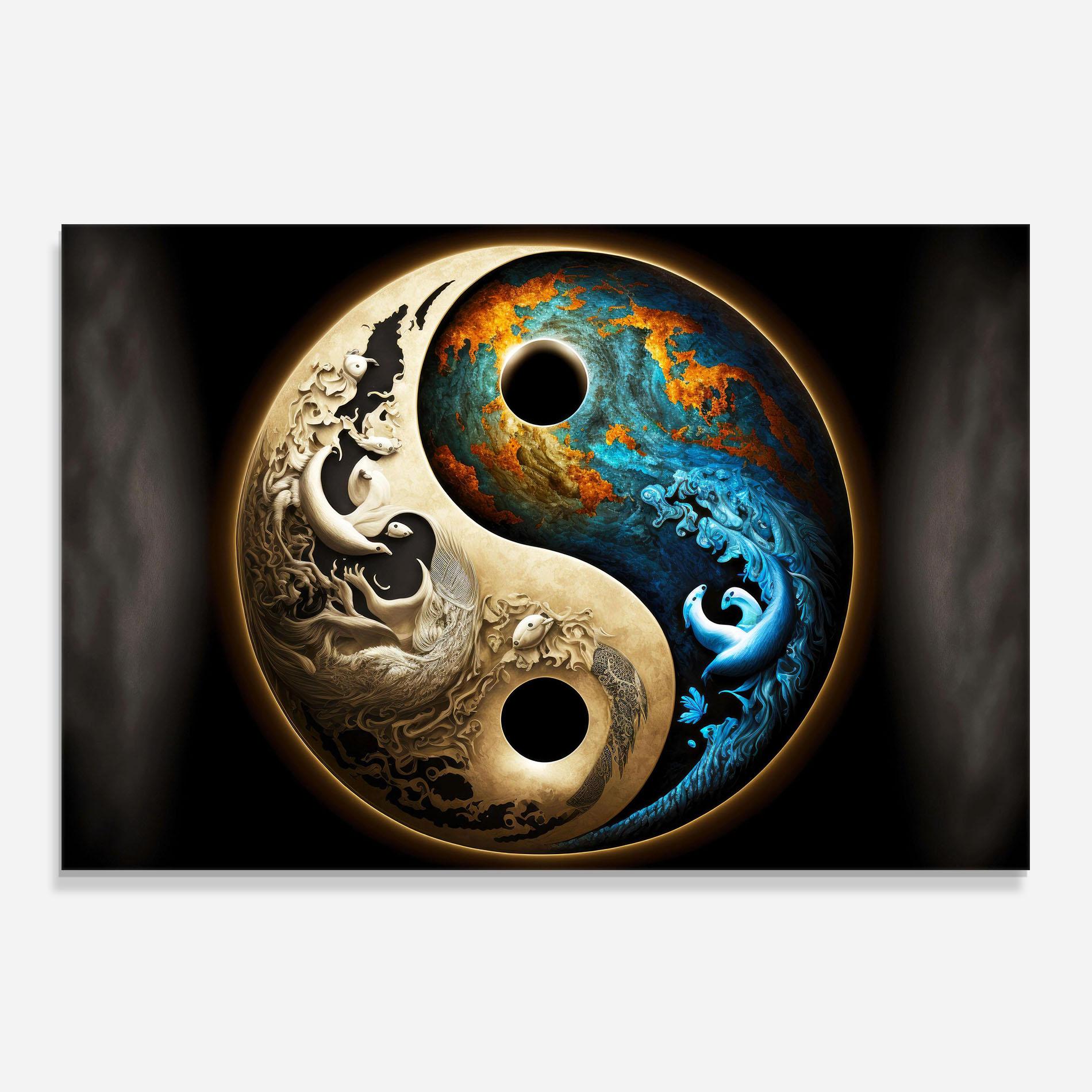 Panou Sticla Bucatarie Cream Blue Yinyang mockup 0