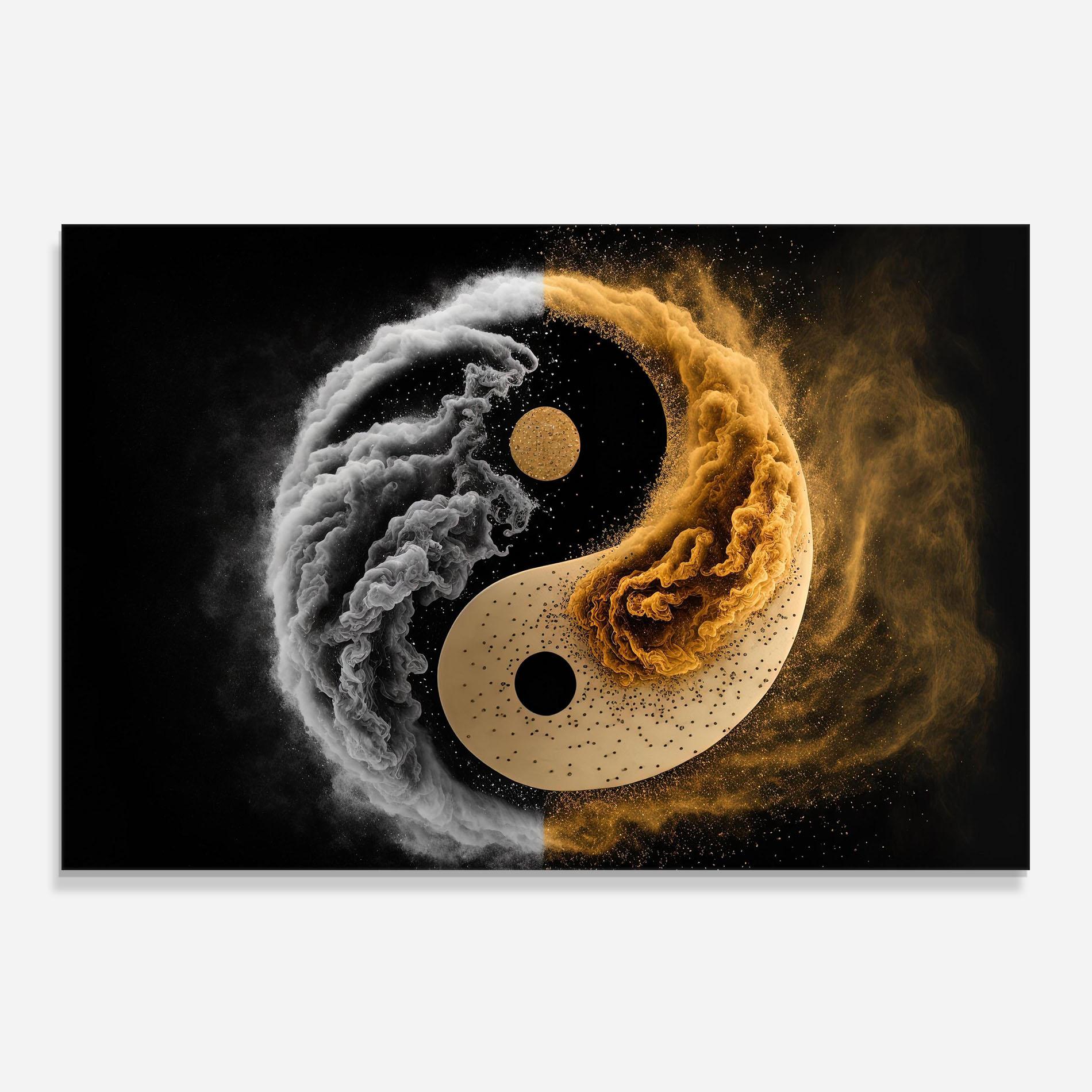 Panou Sticla Bucatarie Cream Smoke Yinyang mockup 0