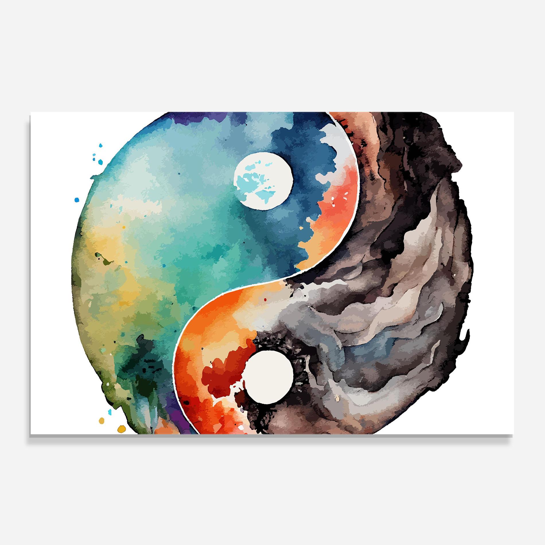 Panou Sticla Bucatarie Earth Yinyang Art mockup 0