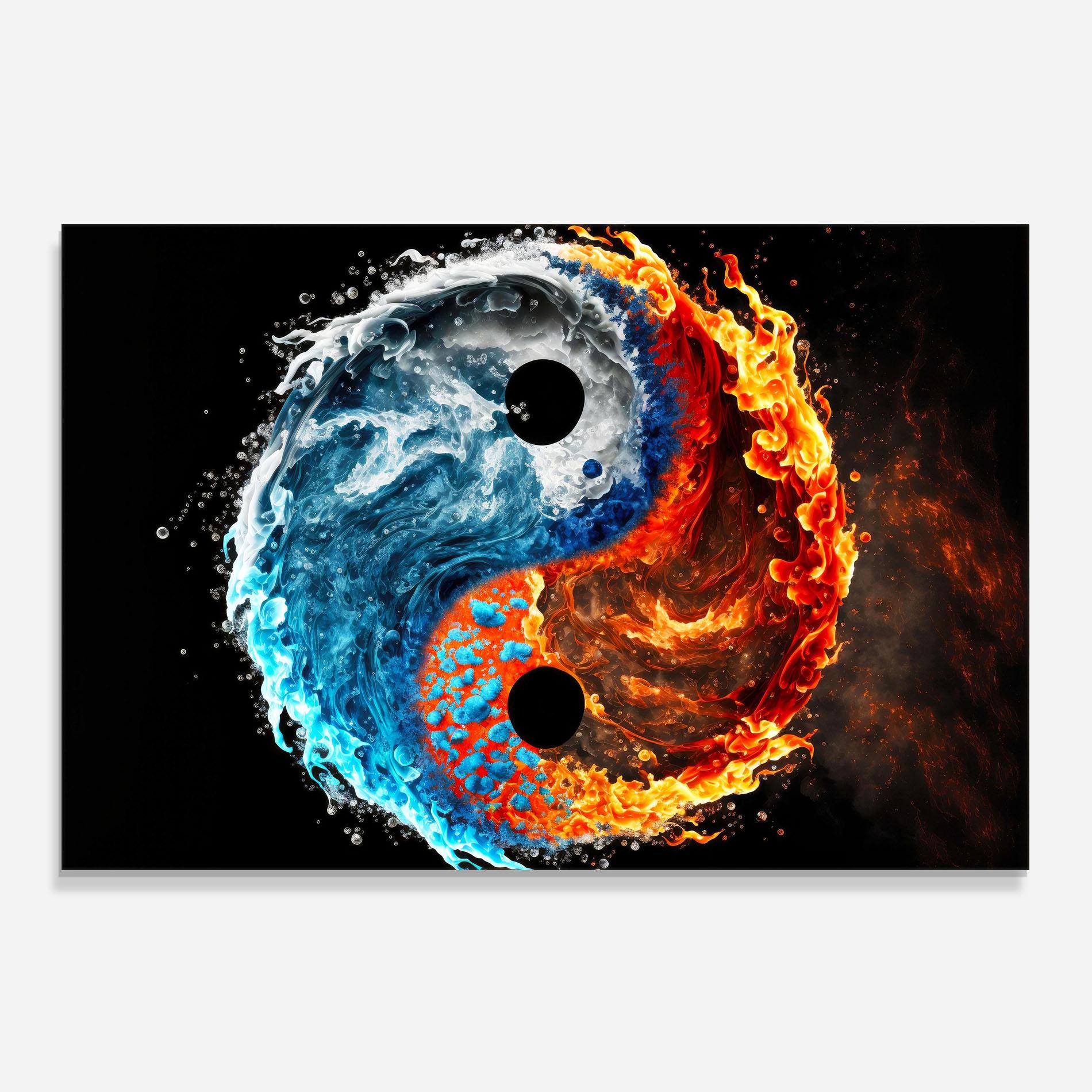 Panou Sticla Bucatarie Fire Water Yin Yang mockup 0