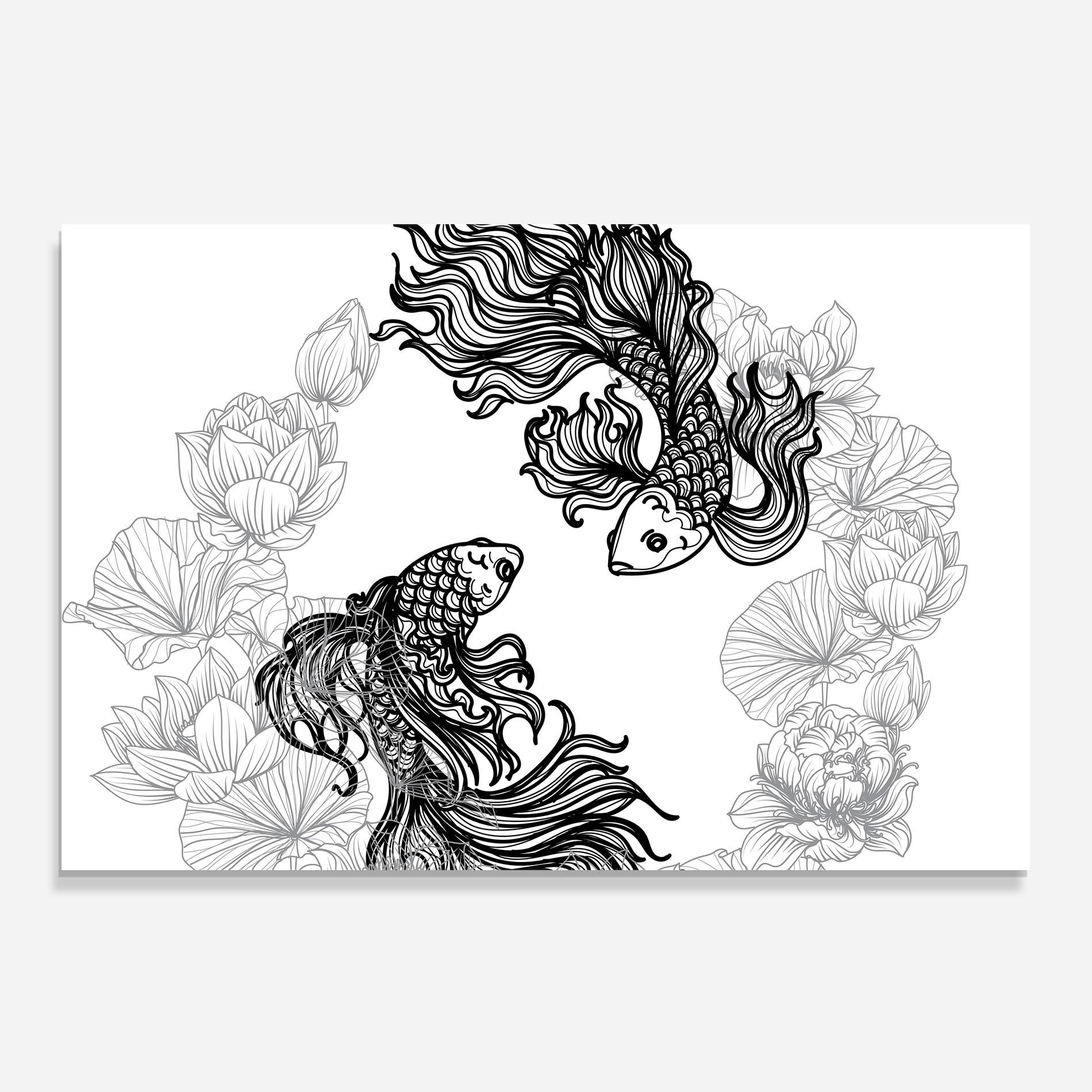 Panou Sticla Bucatarie Fish Yinyang mockup 0