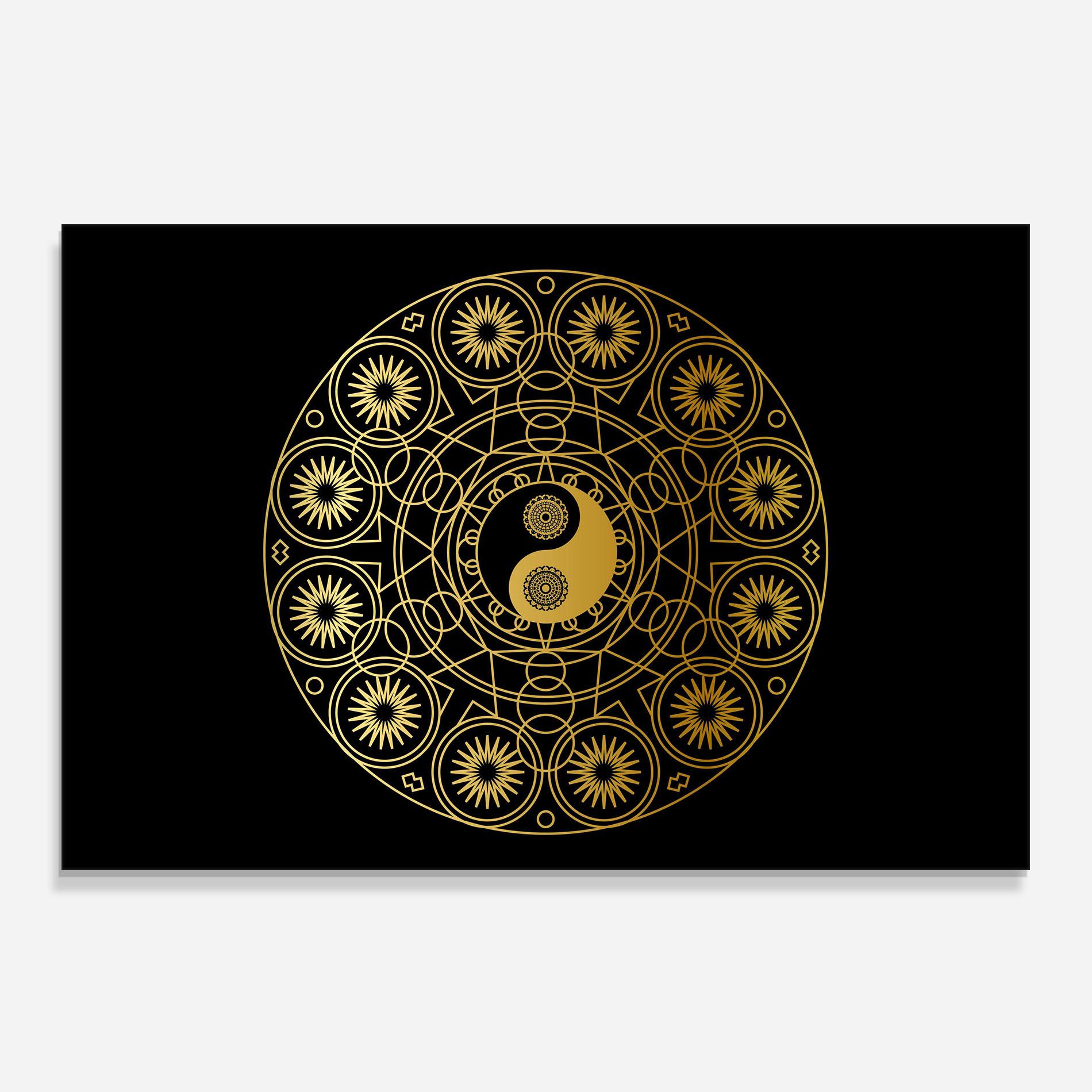 Panou Sticla Bucatarie Gold Meditation Mandala mockup 0