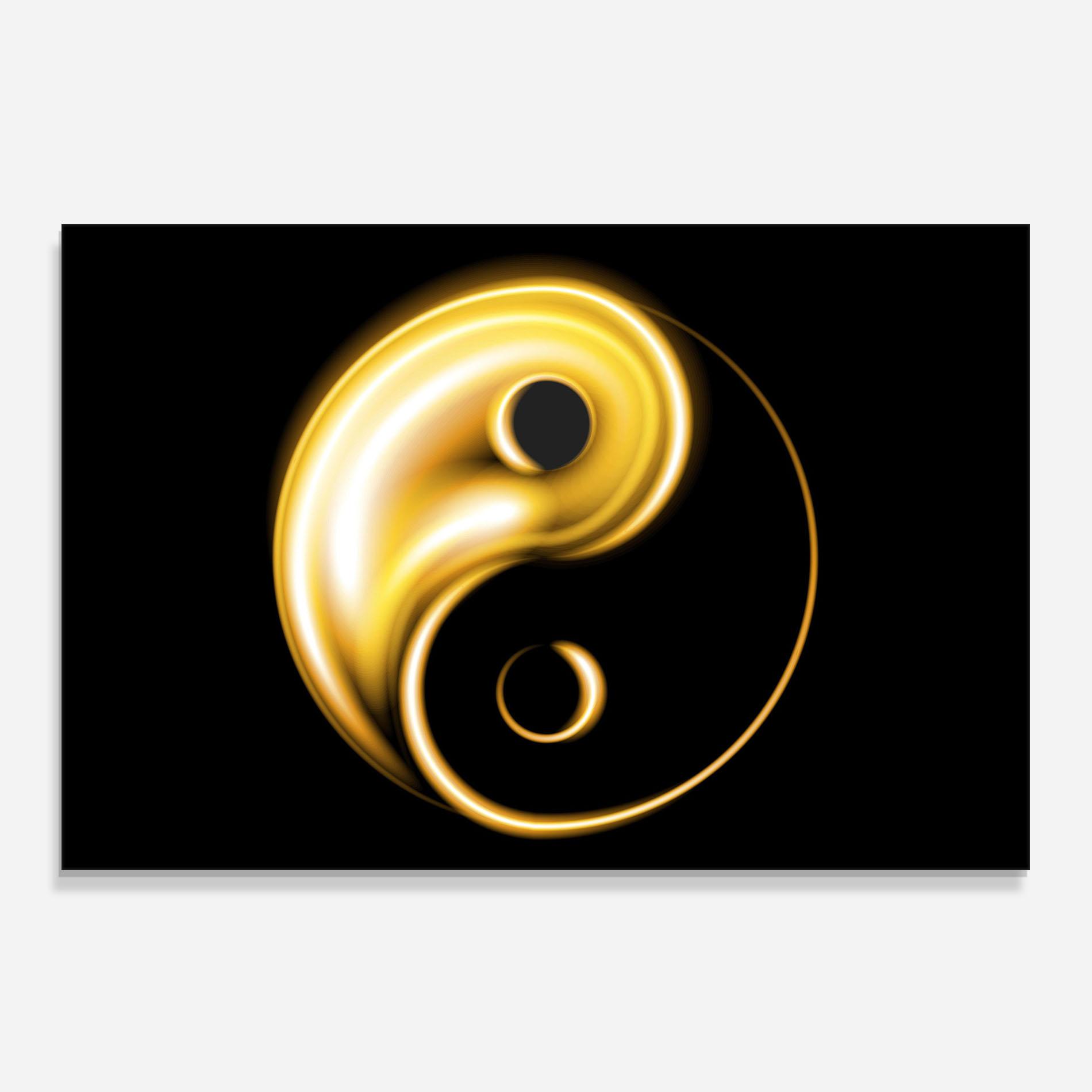 Panou Sticla Bucatarie Gold Yinyang mockup 0