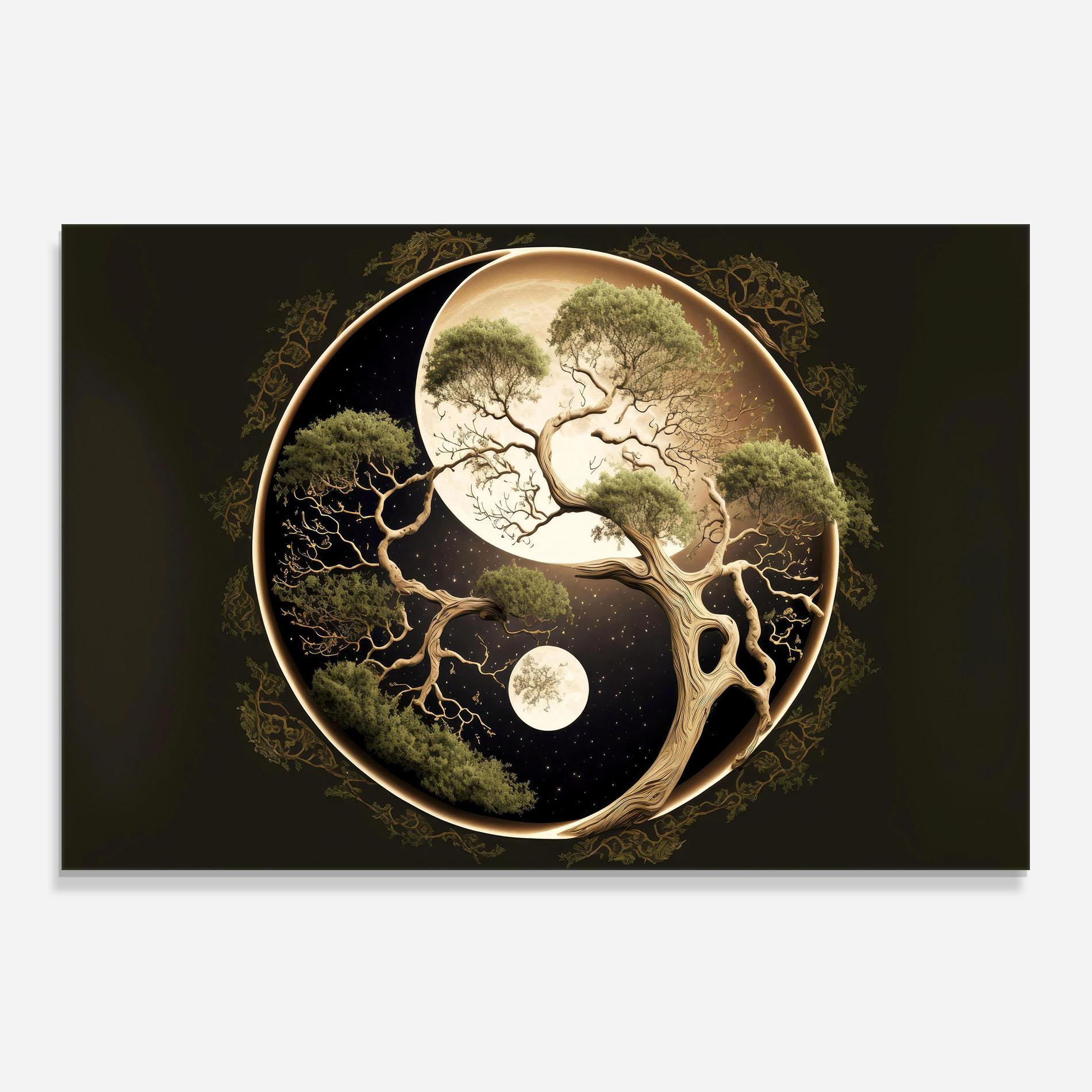 Panou Sticla Bucatarie Green Tree Yinyang mockup 0